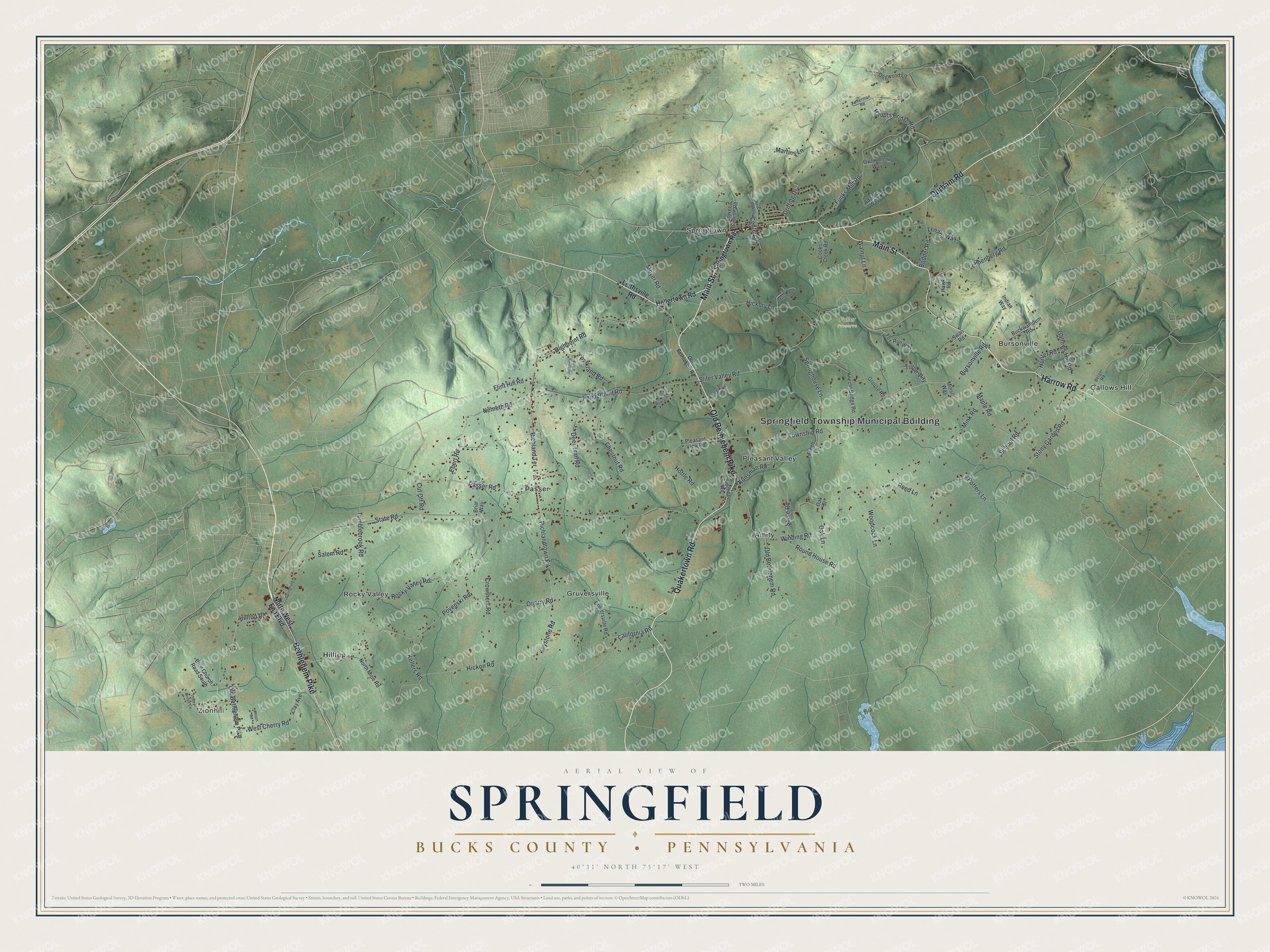 Watermarked full-map preview of Springfield, Pennsylvania