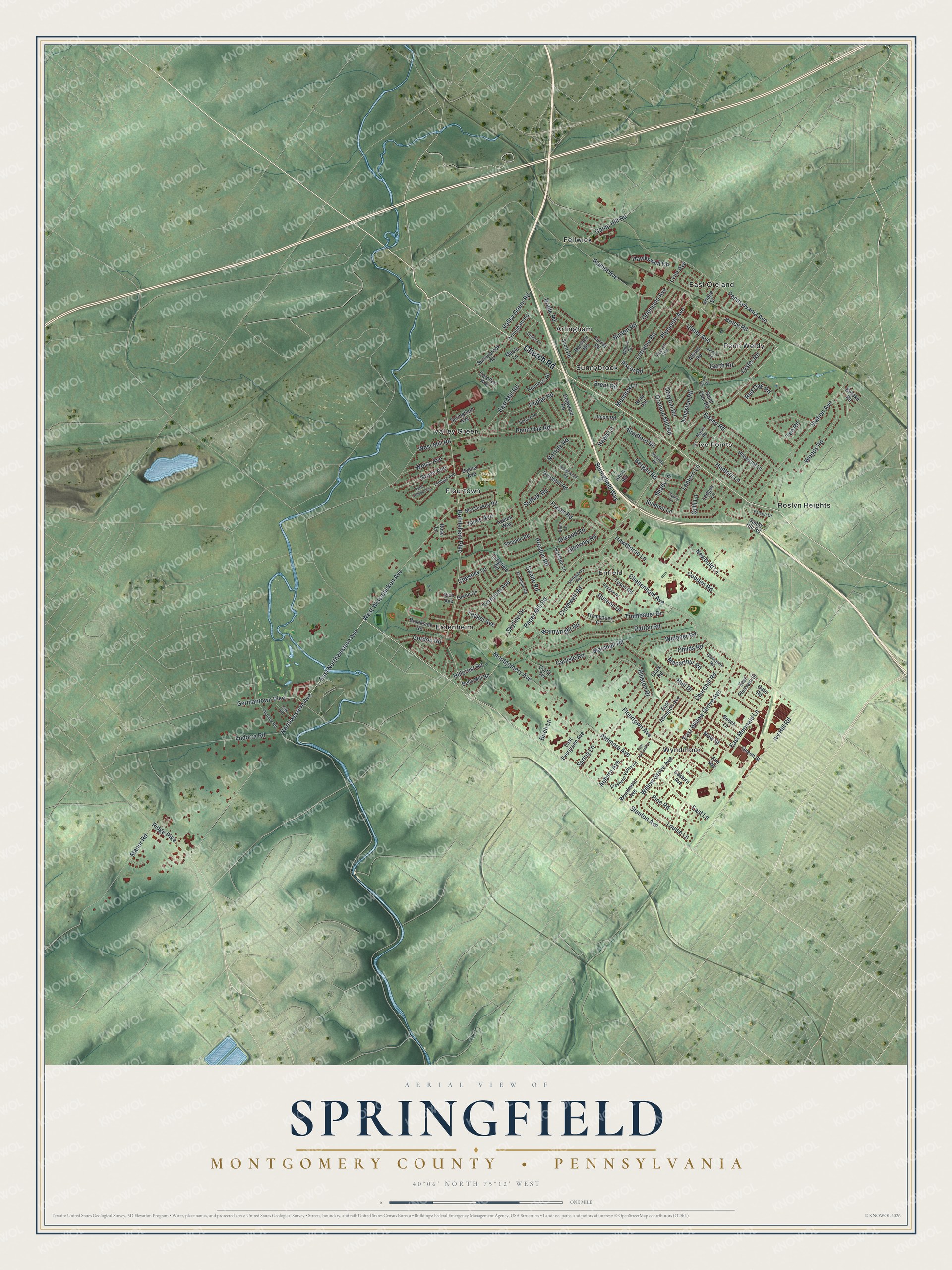 Watermarked full-map preview of Springfield, Pennsylvania