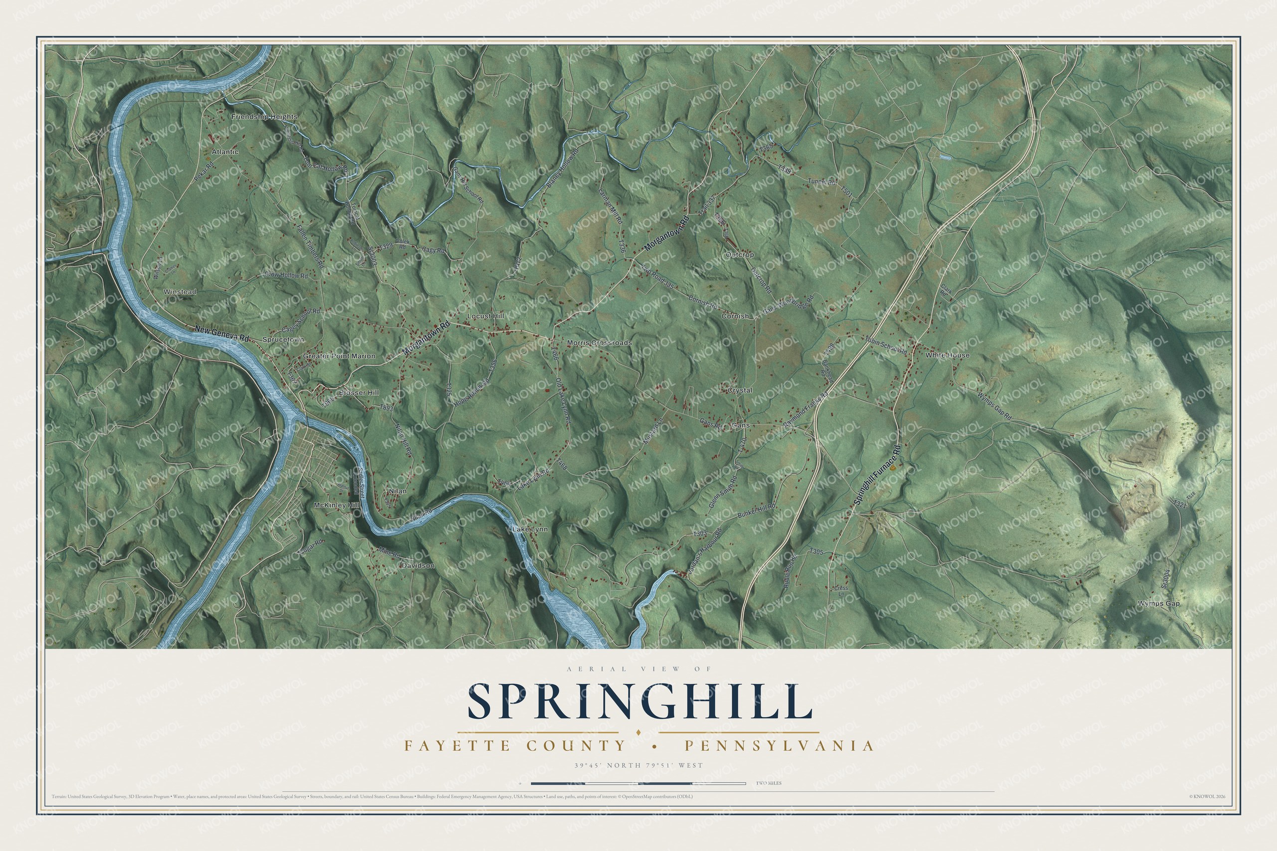 Watermarked full-map preview of Springhill, Pennsylvania