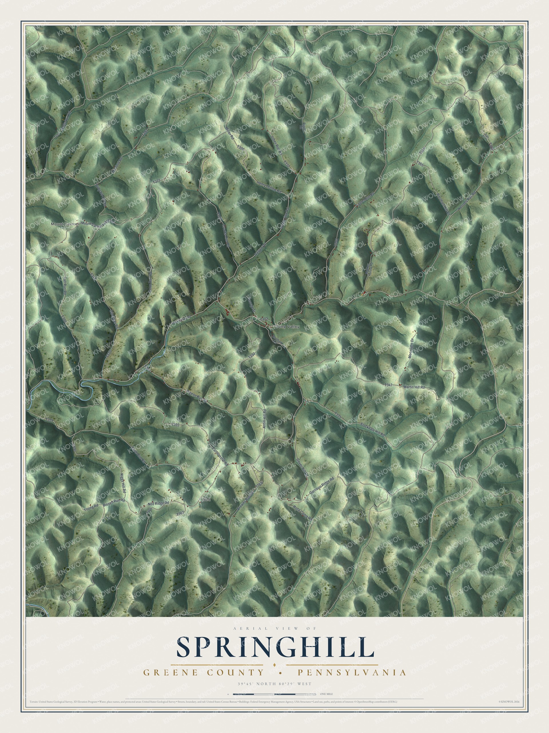 Watermarked full-map preview of Springhill, Pennsylvania