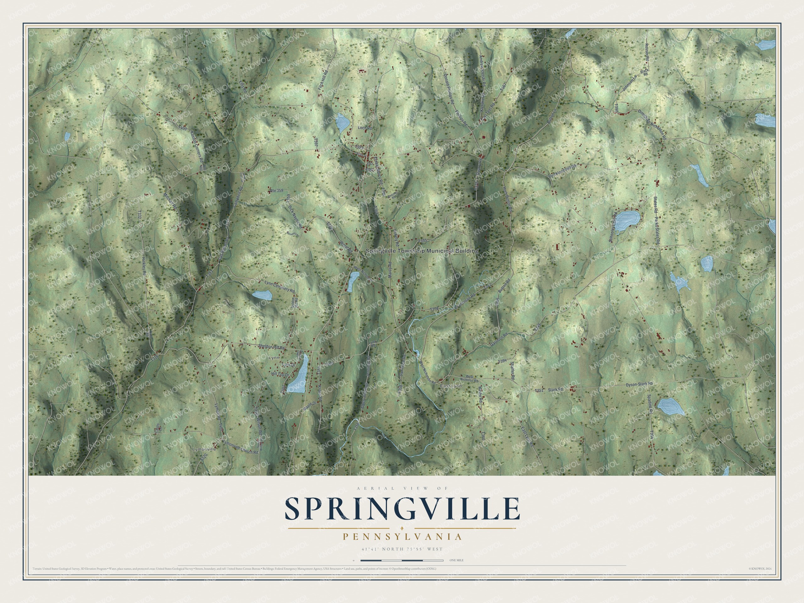 Watermarked full-map preview of Springville, Pennsylvania