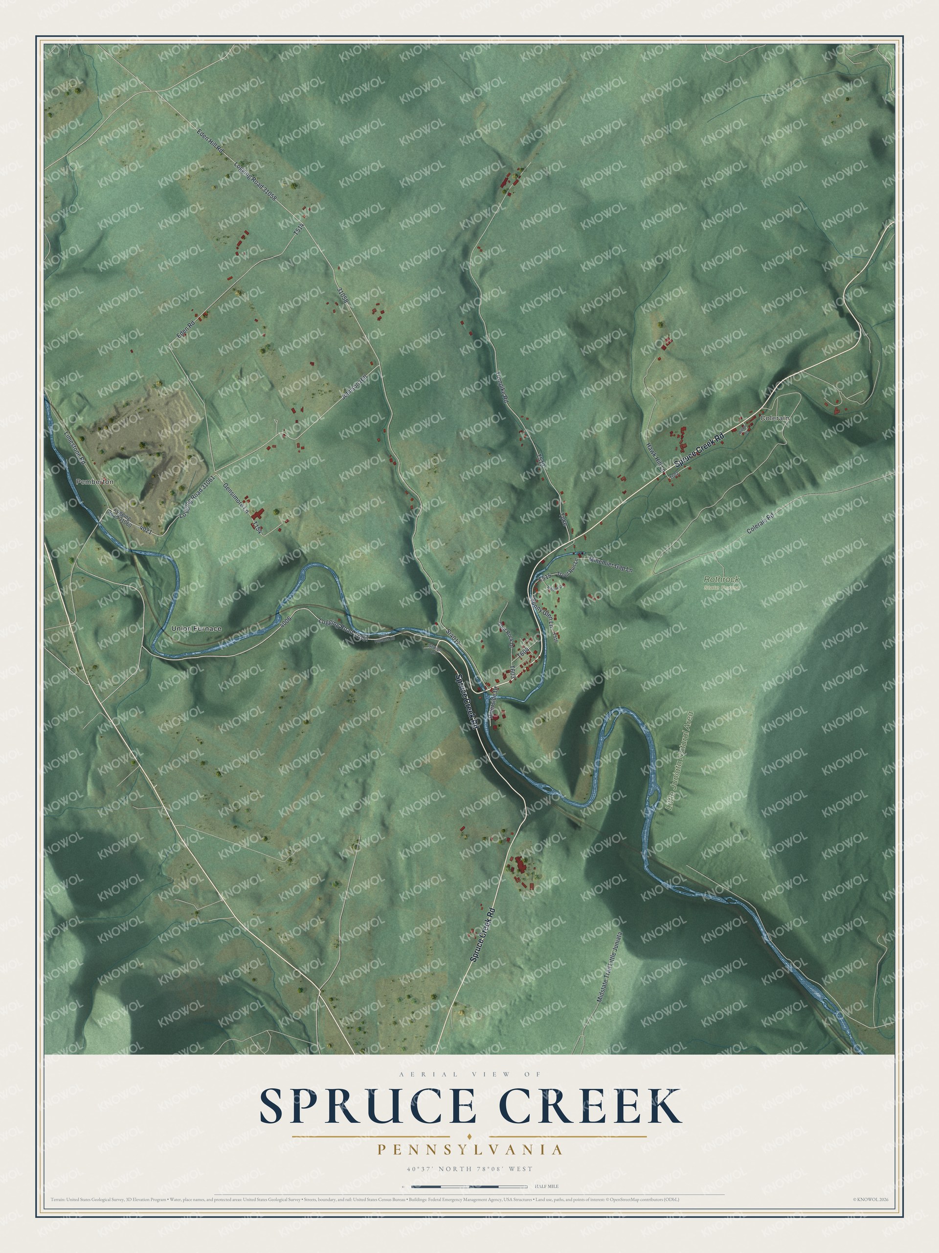 Watermarked full-map preview of Spruce Creek, Pennsylvania