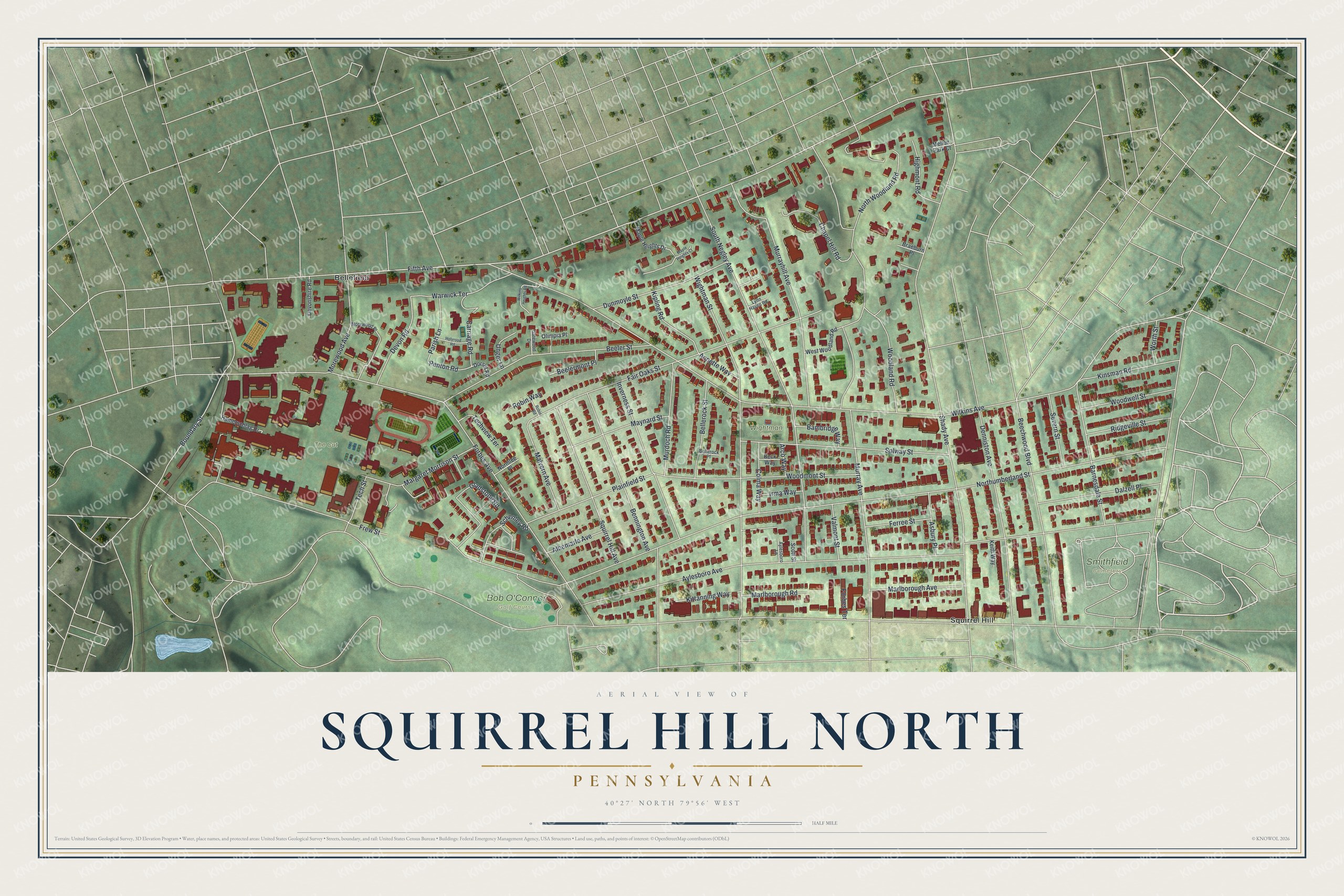Watermarked full-map preview of Squirrel Hill North, Pennsylvania