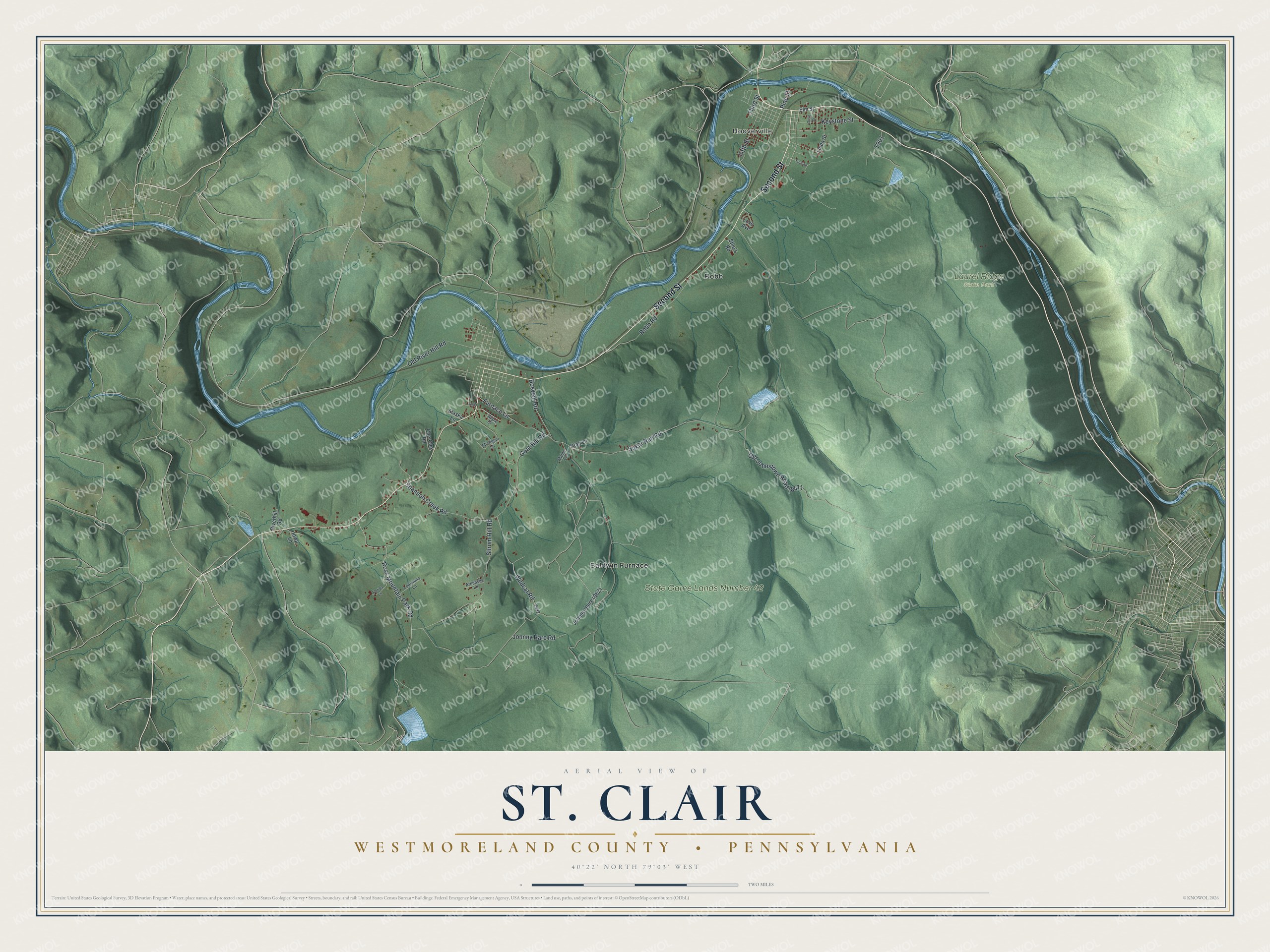 Watermarked full-map preview of St. Clair, Pennsylvania