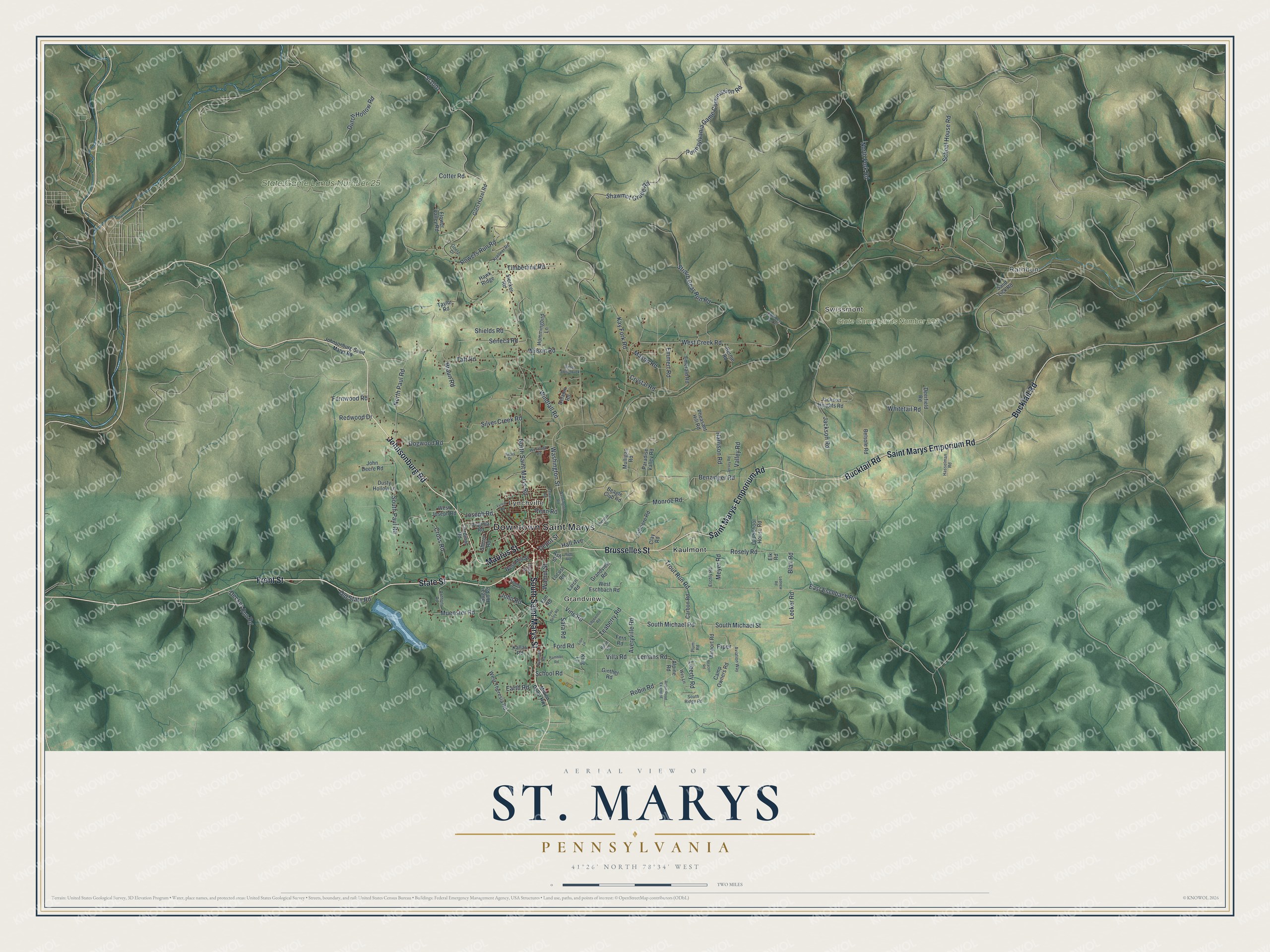 Watermarked full-map preview of St. Marys, Pennsylvania
