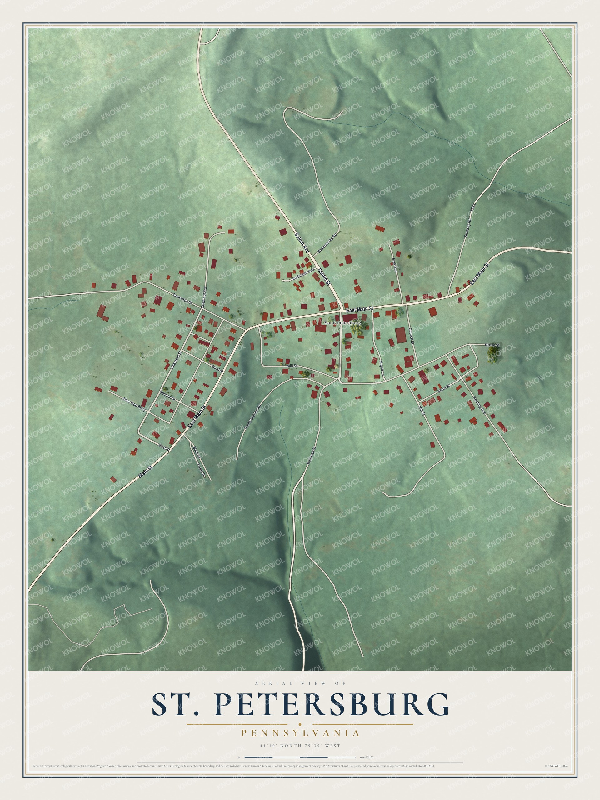 Watermarked full-map preview of St. Petersburg, Pennsylvania