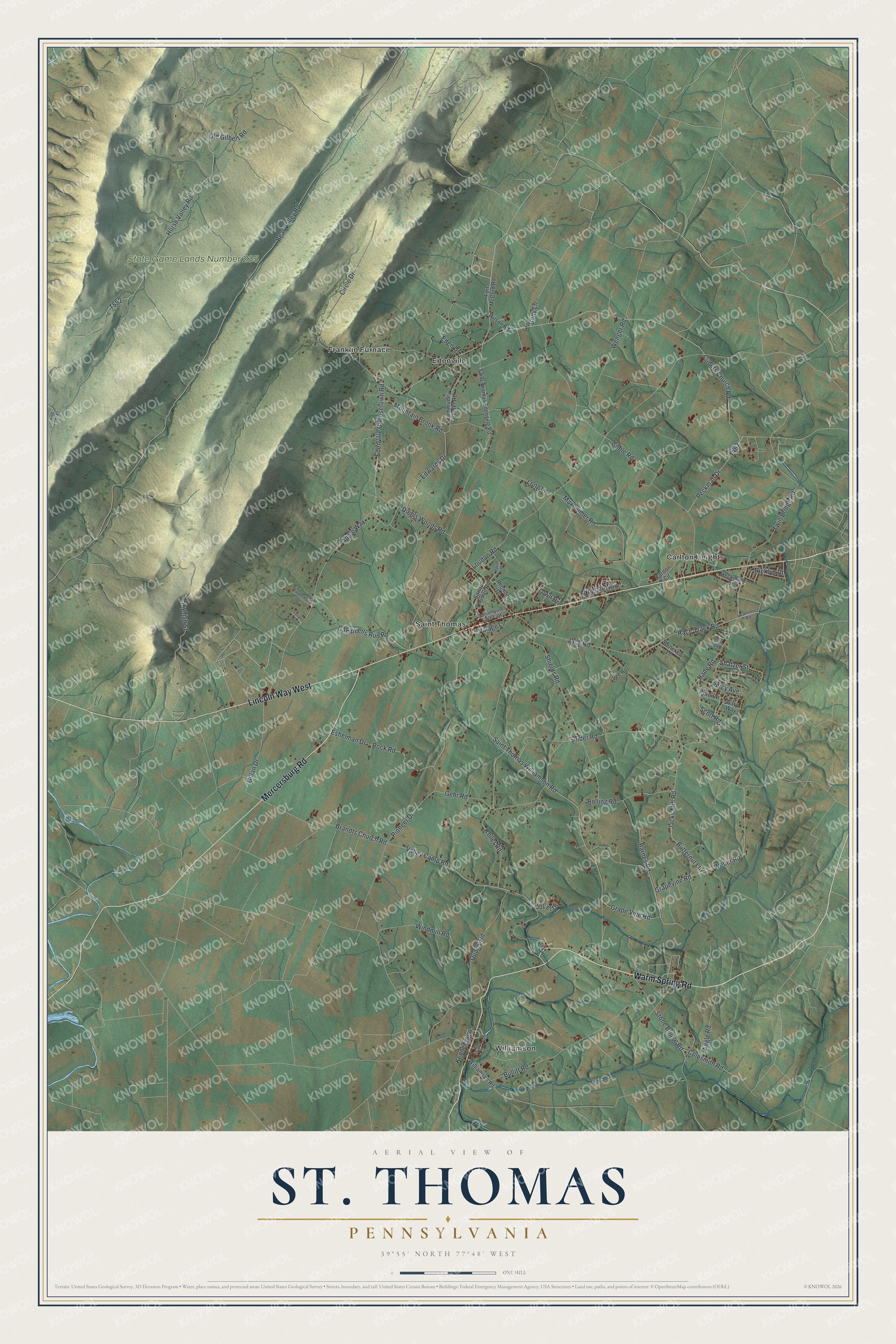 Watermarked full-map preview of St. Thomas, Pennsylvania