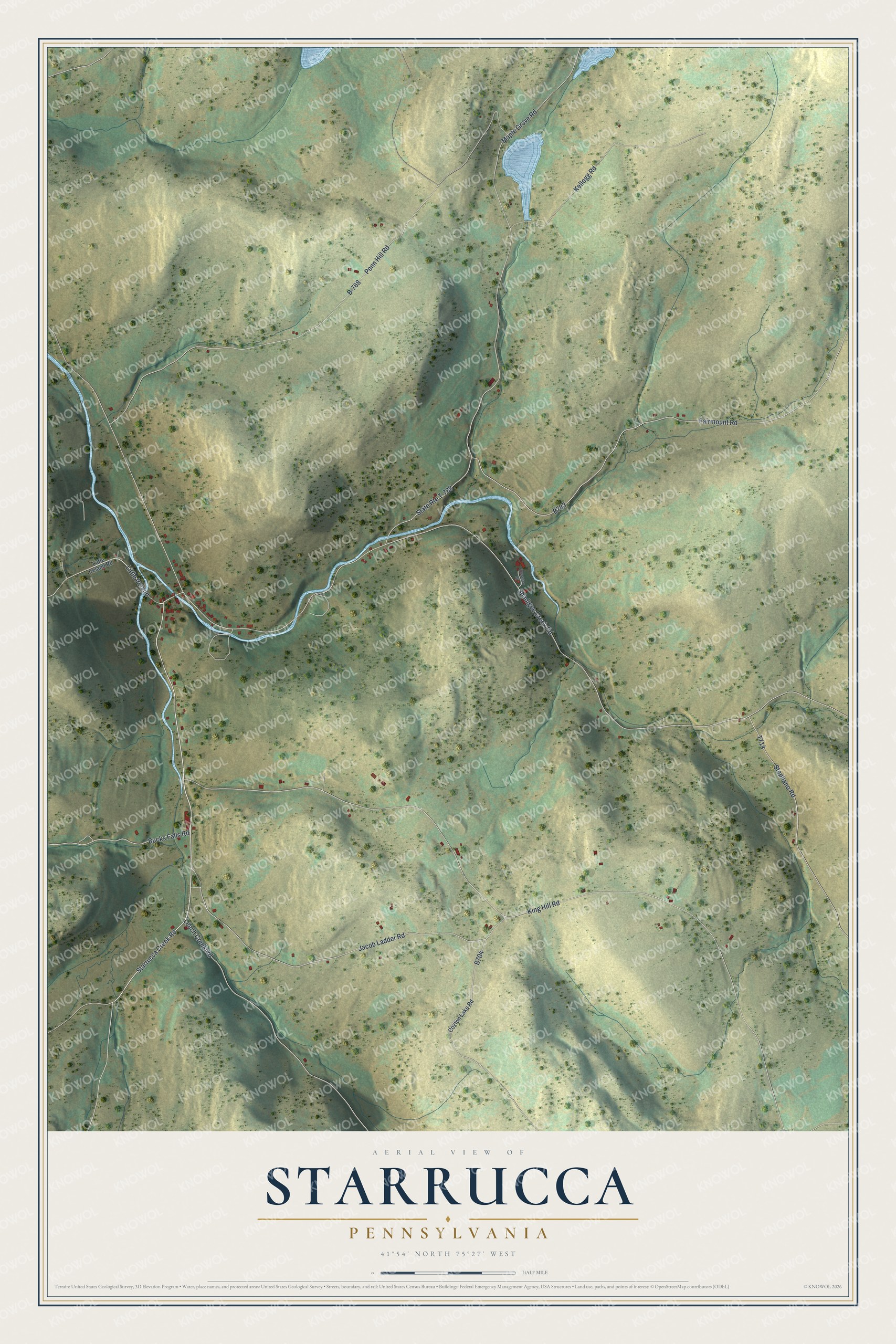 Watermarked full-map preview of Starrucca, Pennsylvania