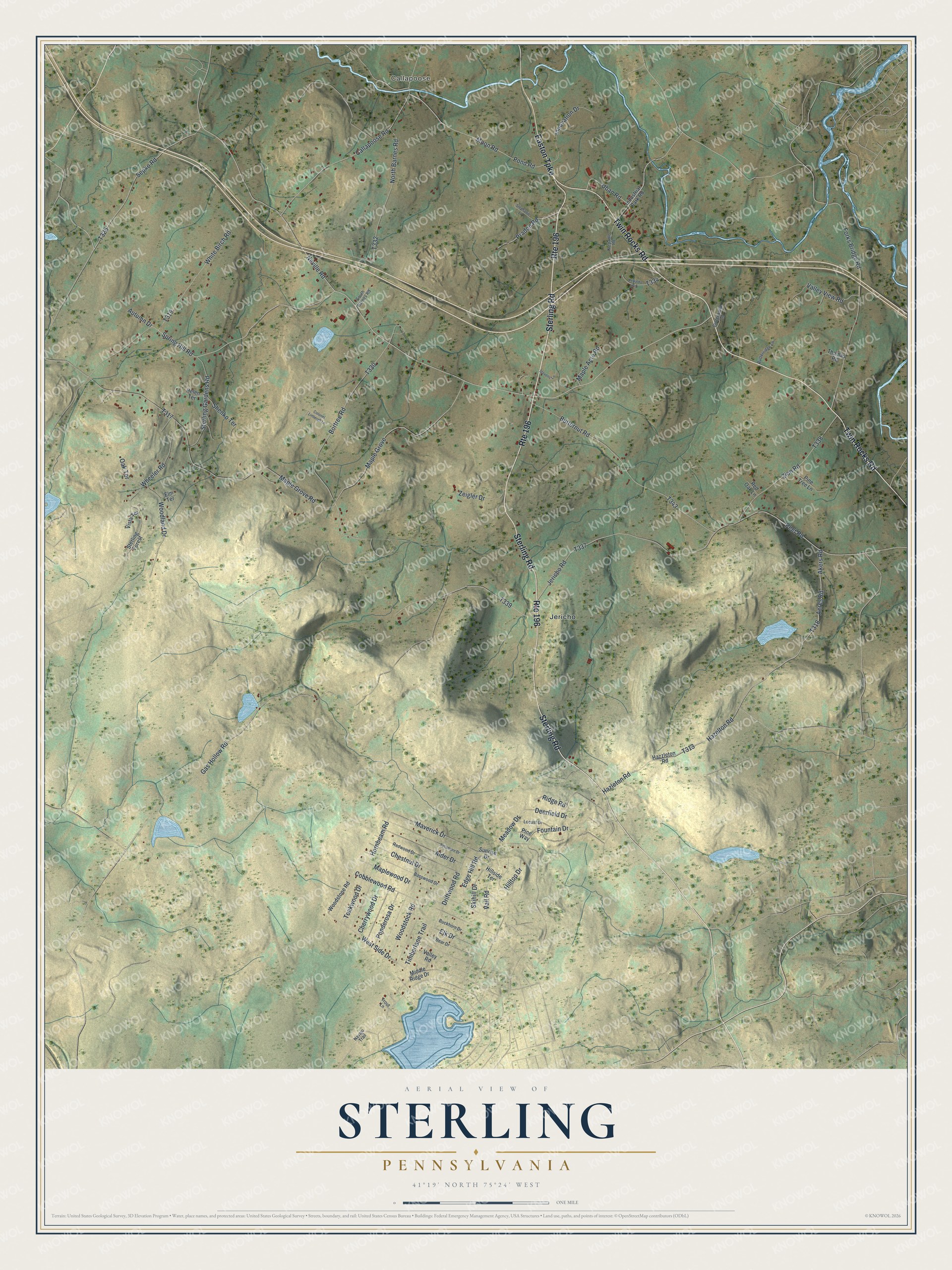 Watermarked full-map preview of Sterling, Pennsylvania
