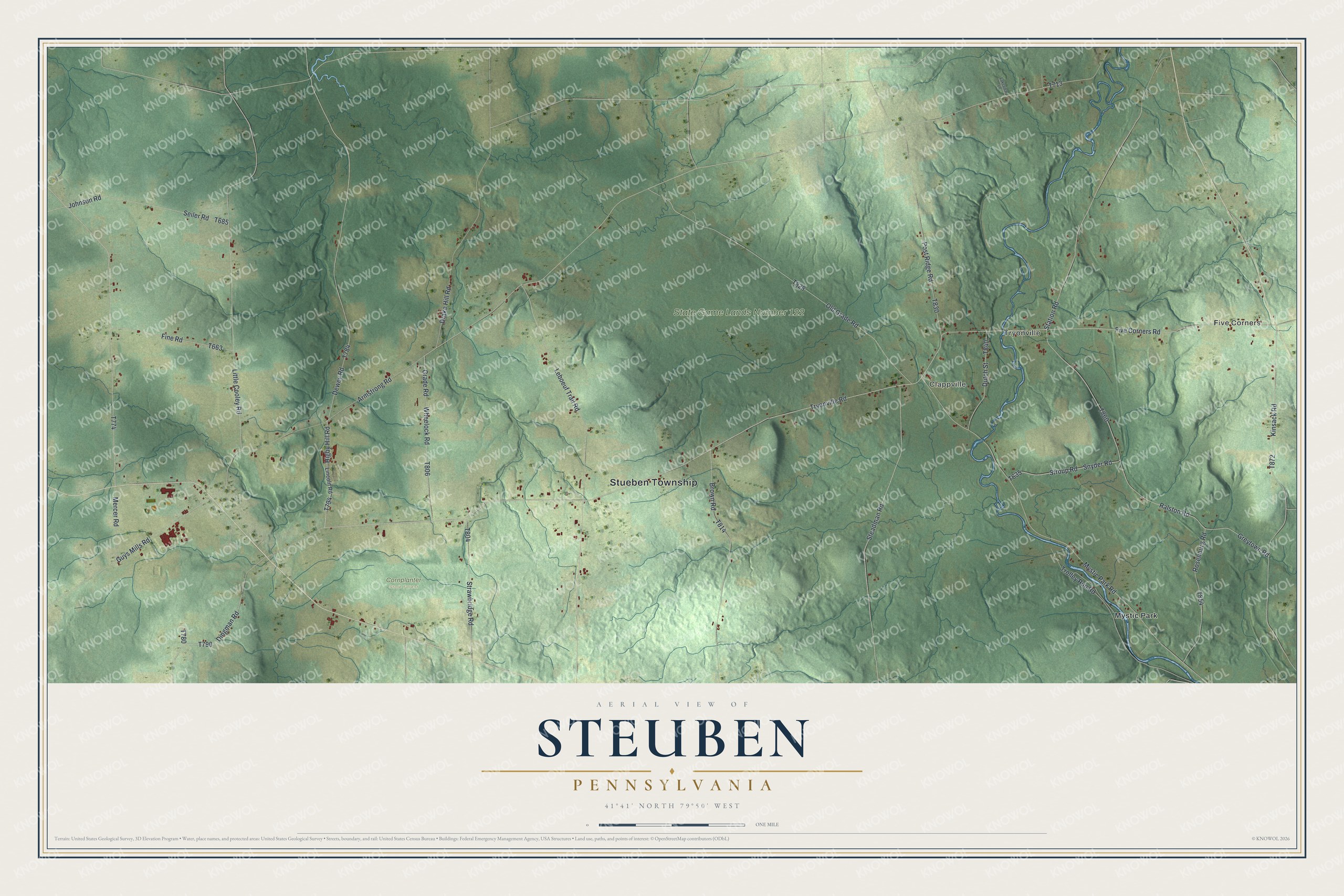 Watermarked full-map preview of Steuben, Pennsylvania