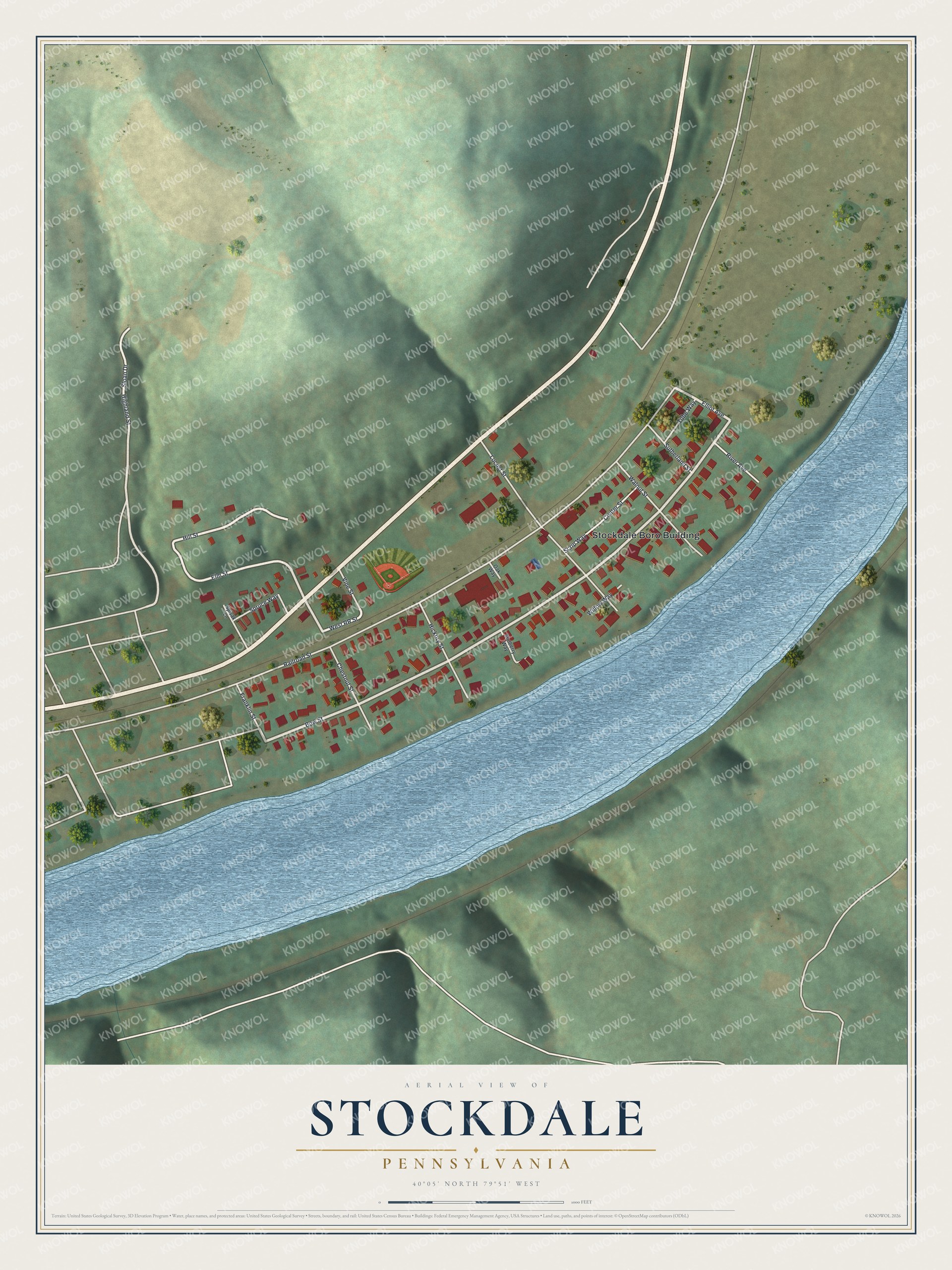 Watermarked full-map preview of Stockdale, Pennsylvania
