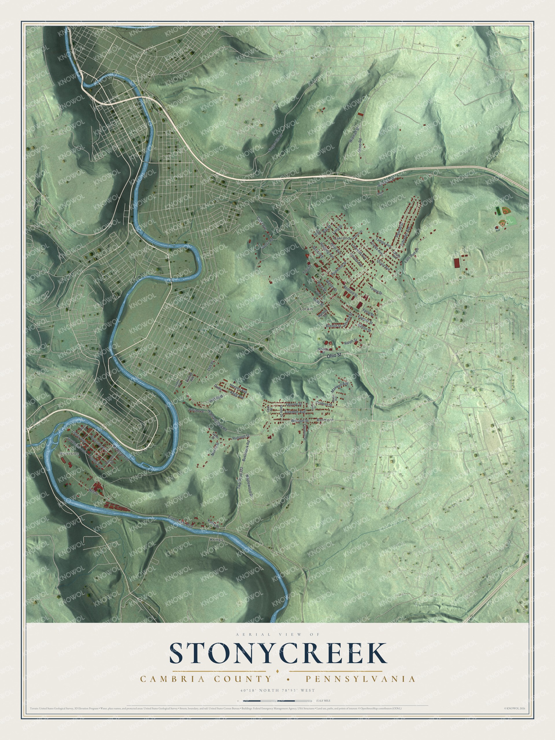 Watermarked full-map preview of Stonycreek, Pennsylvania