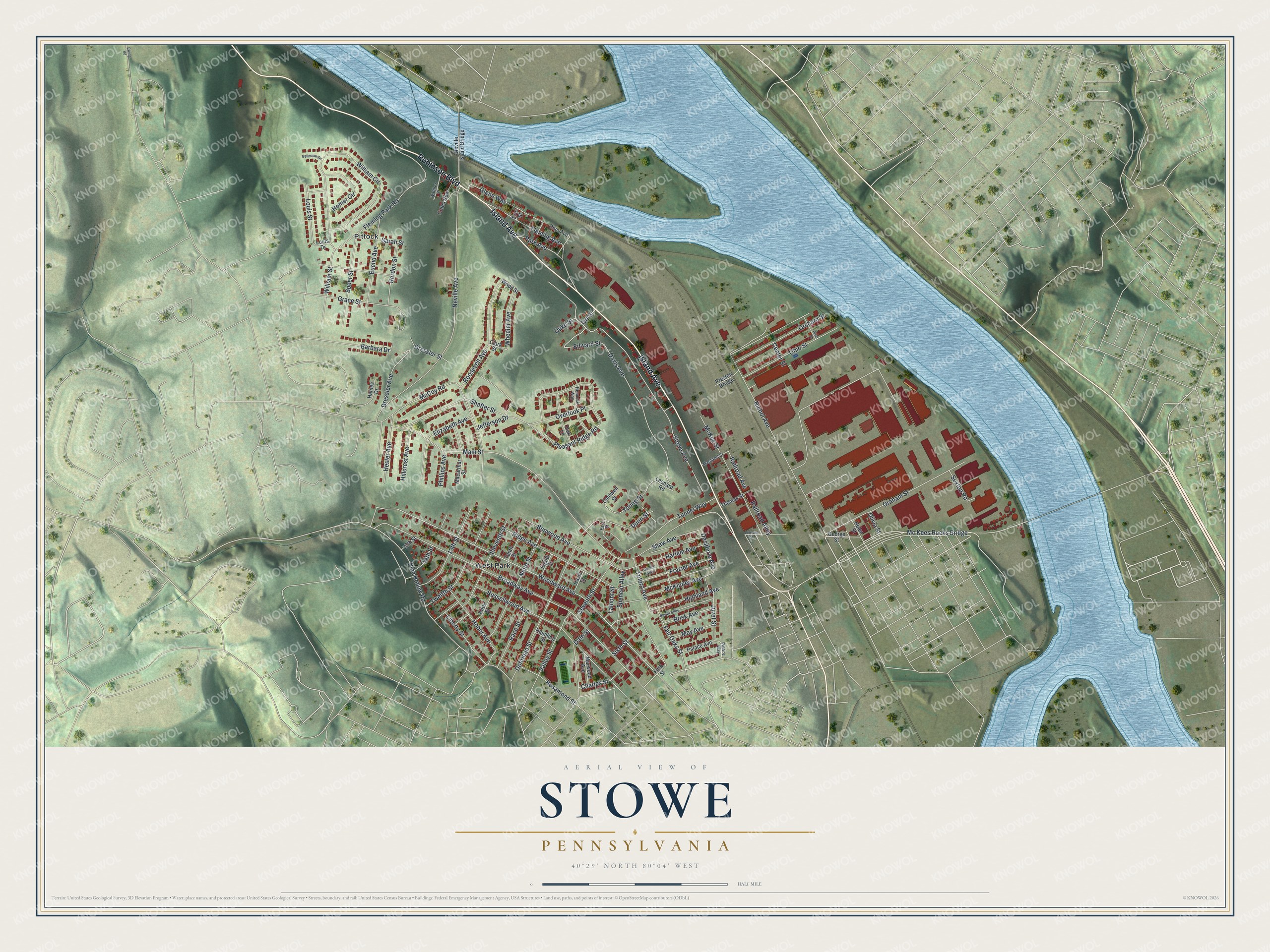 Watermarked full-map preview of Stowe, Pennsylvania