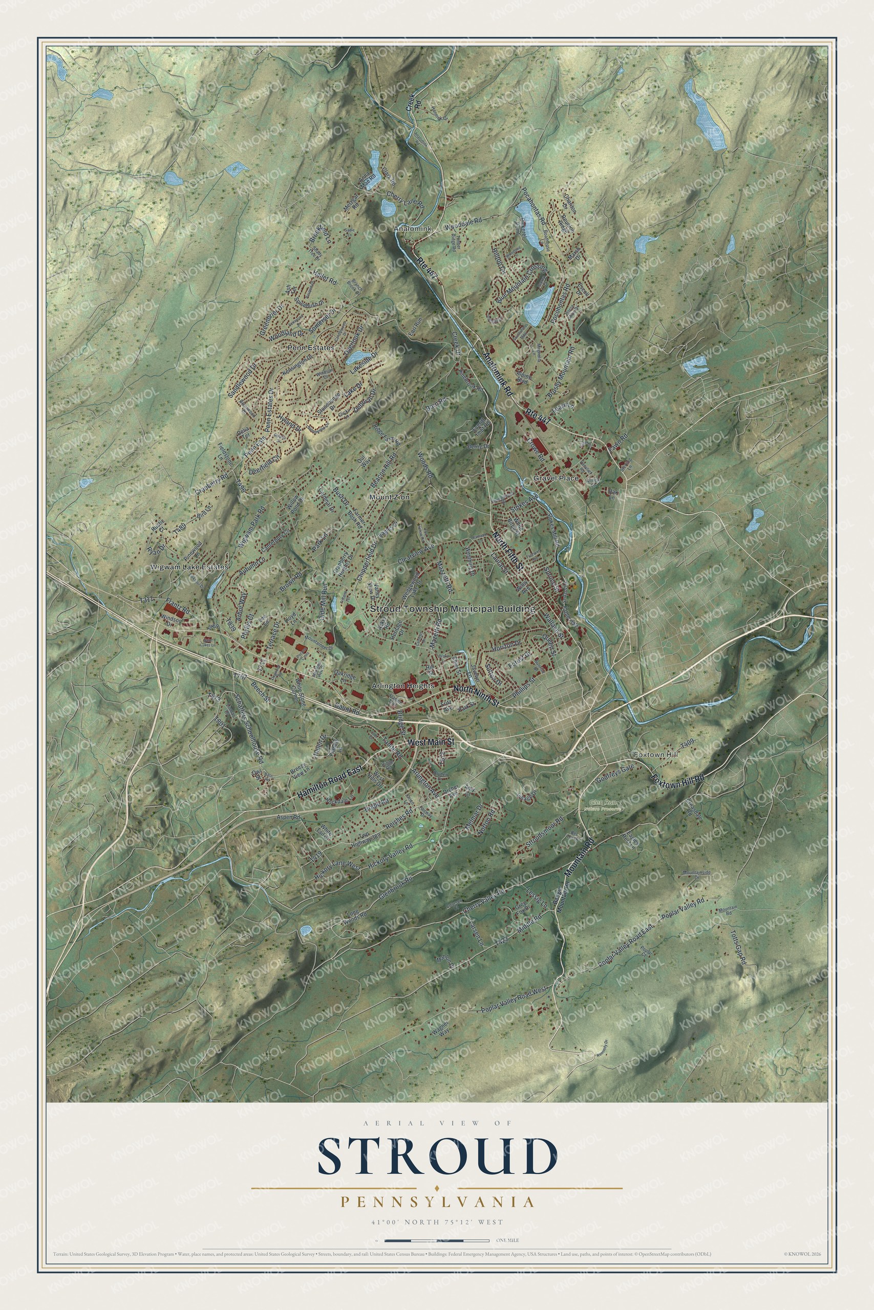 Watermarked full-map preview of Stroud, Pennsylvania