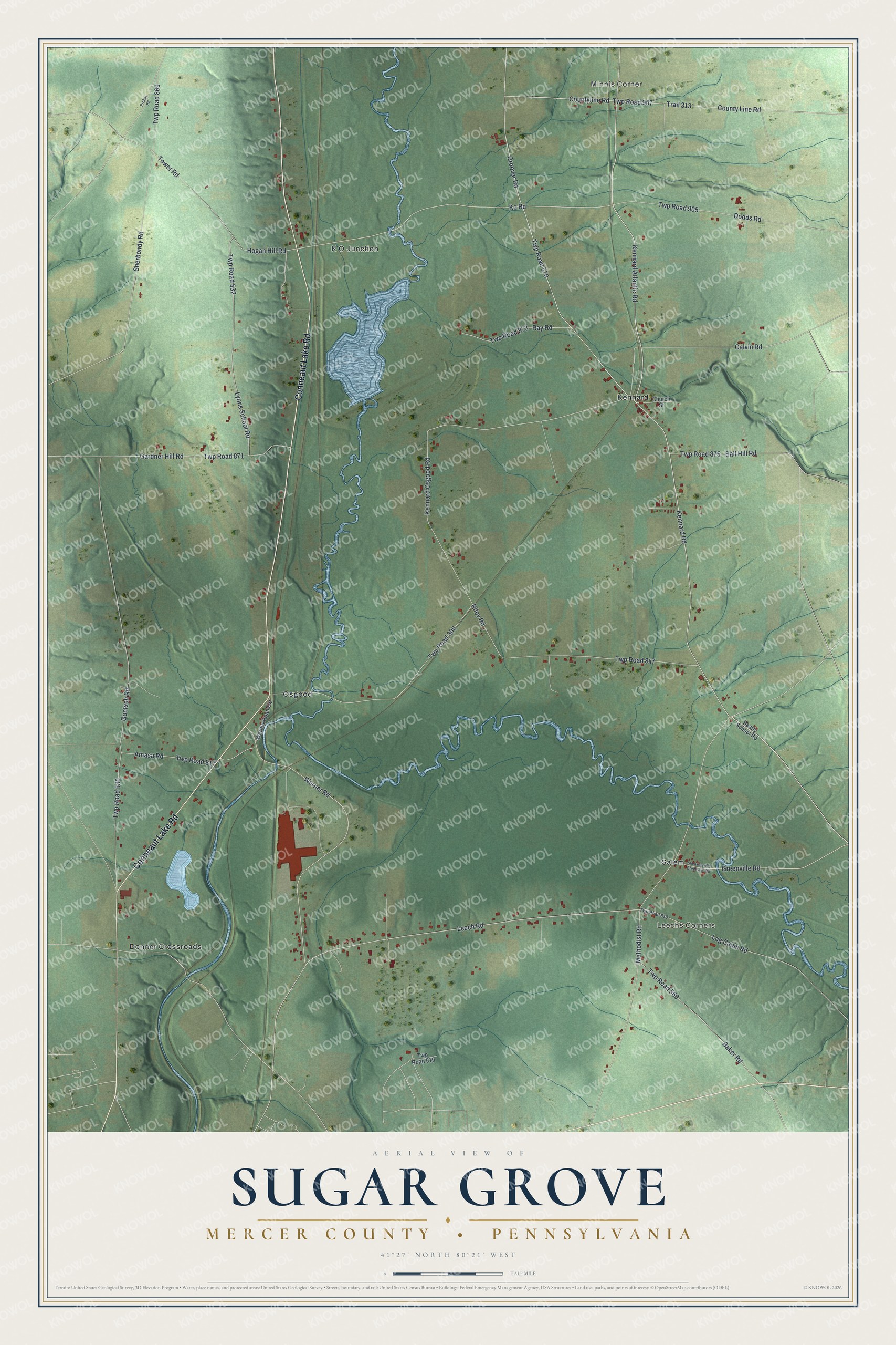 Watermarked full-map preview of Sugar Grove, Pennsylvania