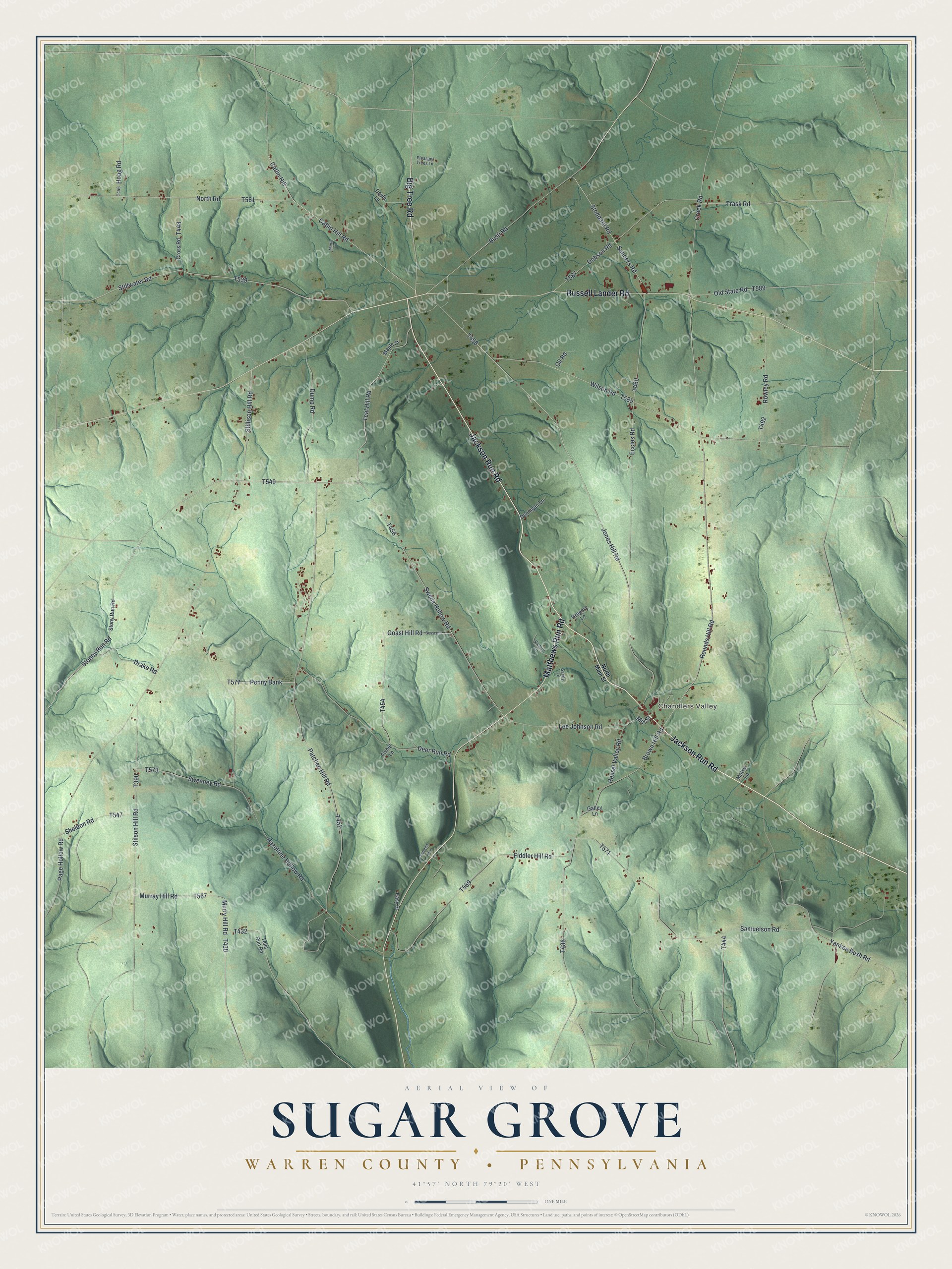 Watermarked full-map preview of Sugar Grove, Pennsylvania