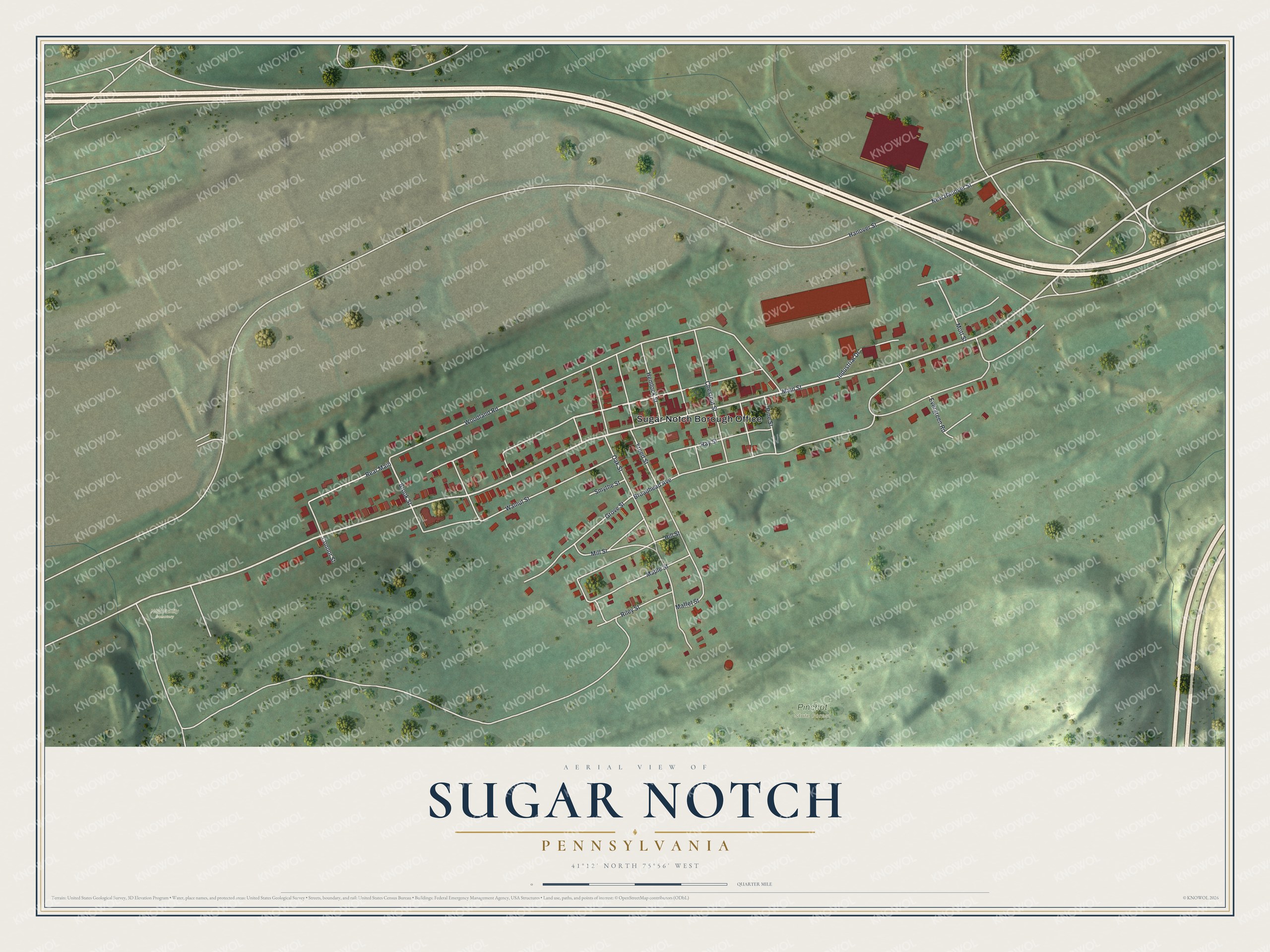 Watermarked full-map preview of Sugar Notch, Pennsylvania