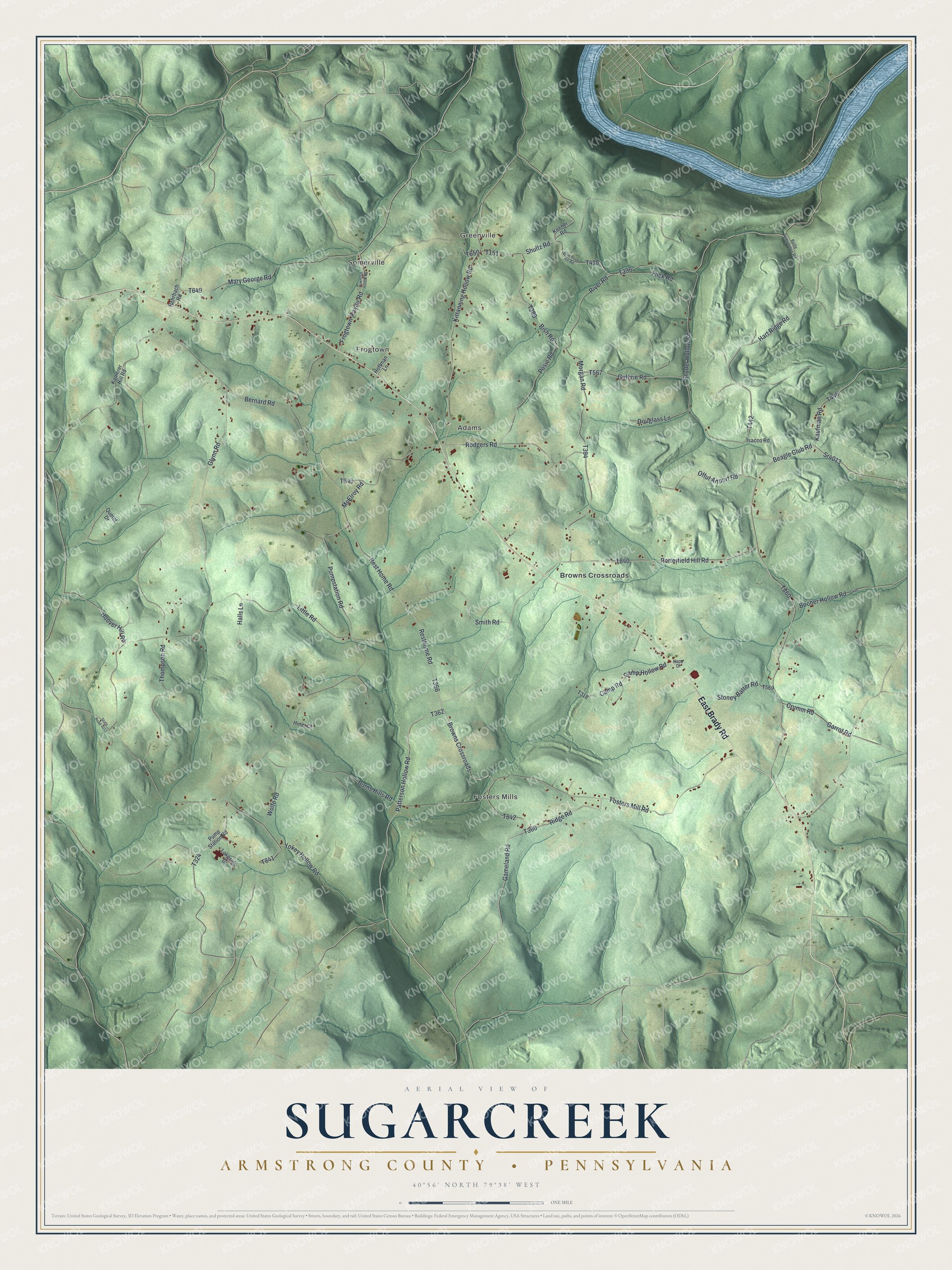 Watermarked full-map preview of Sugarcreek, Pennsylvania