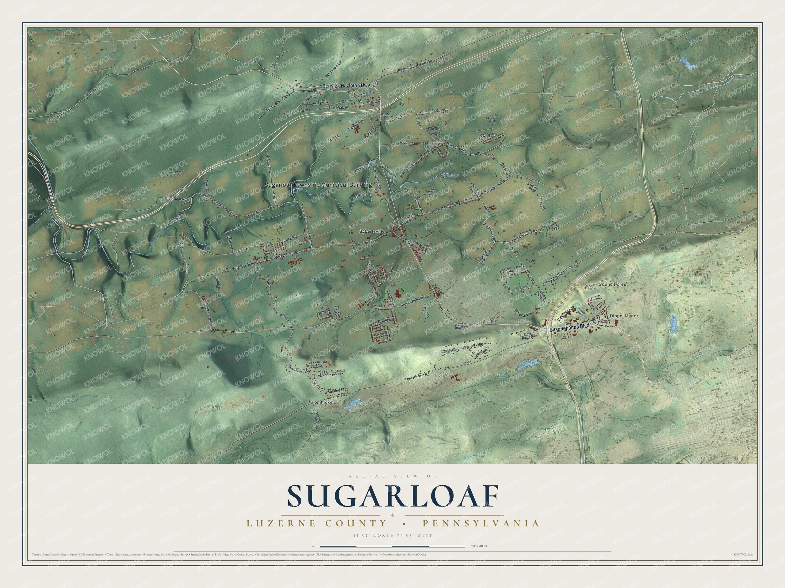 Watermarked full-map preview of Sugarloaf, Pennsylvania