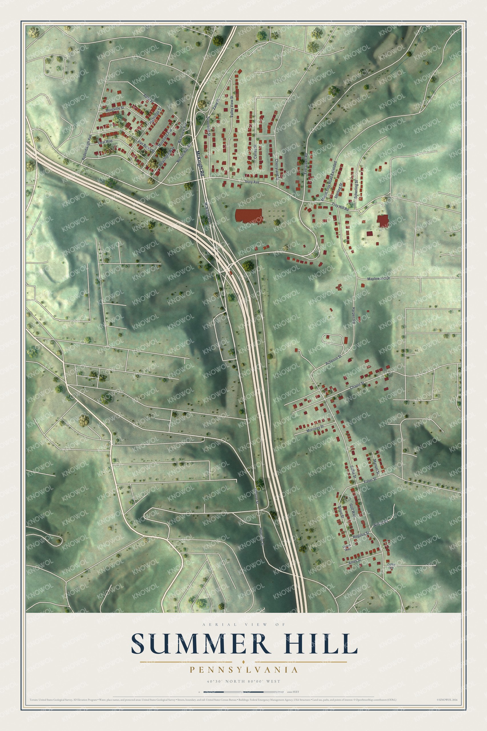 Watermarked full-map preview of Summer Hill, Pennsylvania