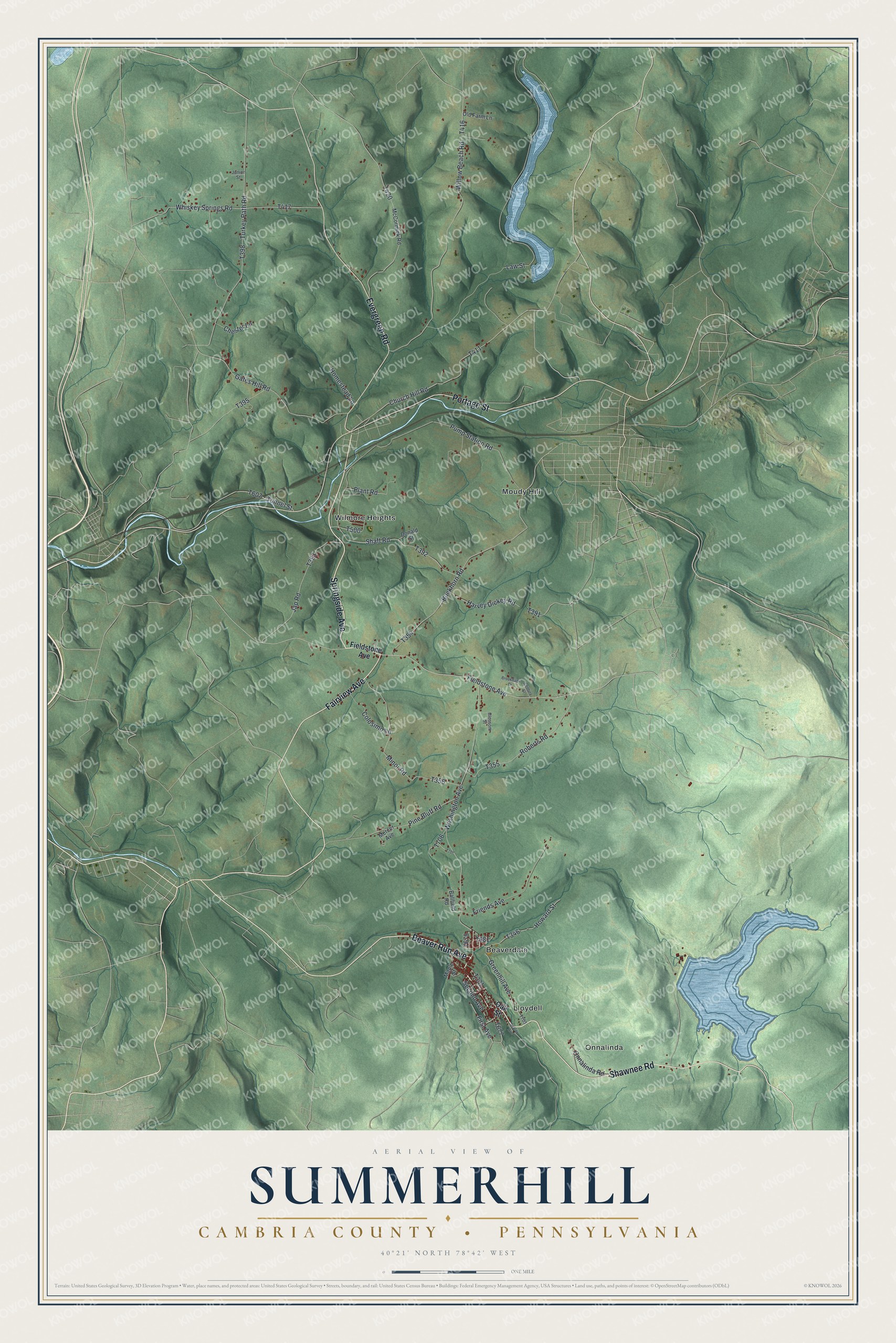 Watermarked full-map preview of Summerhill, Pennsylvania