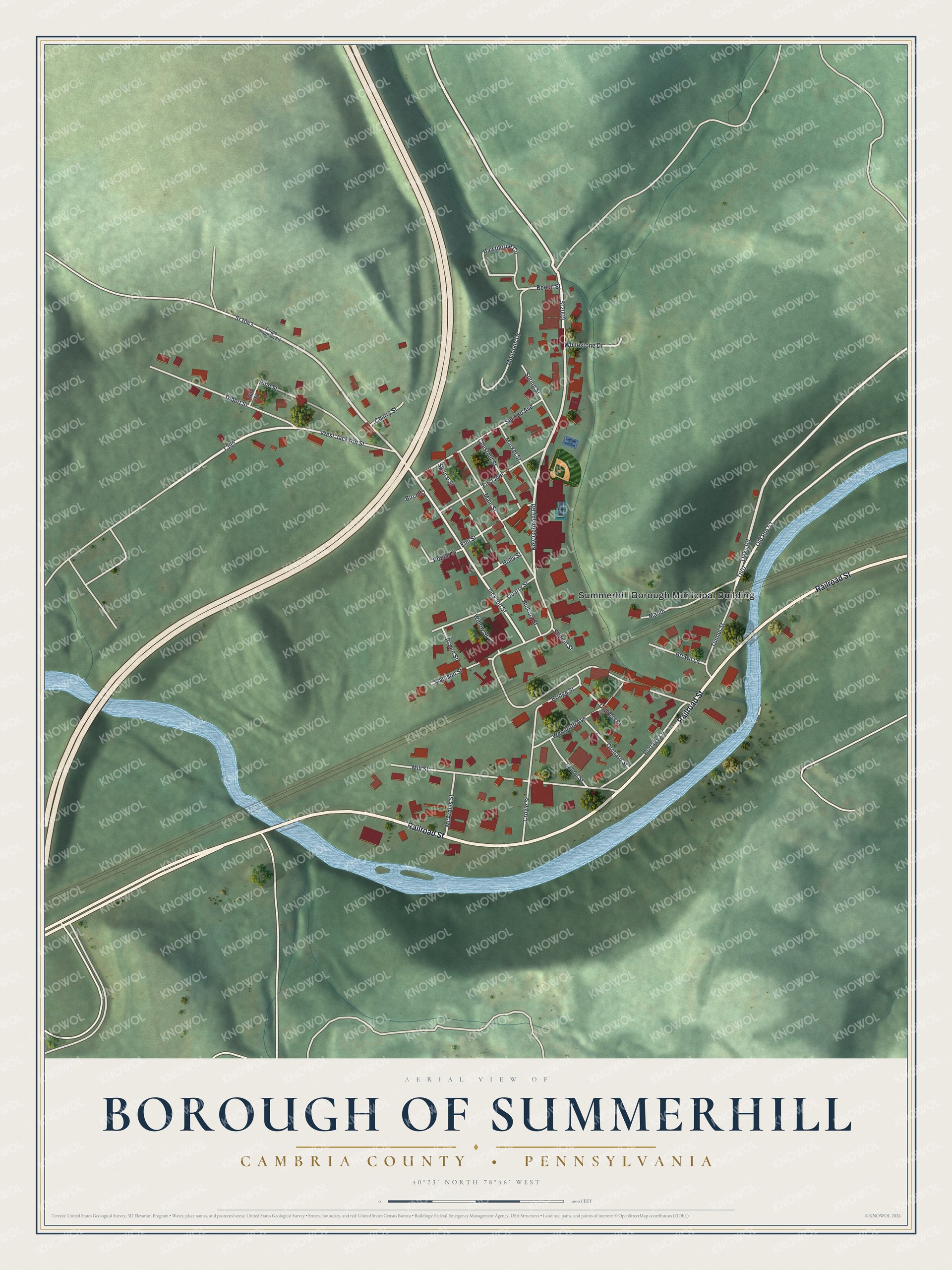 Watermarked full-map preview of Borough of Summerhill, Pennsylvania