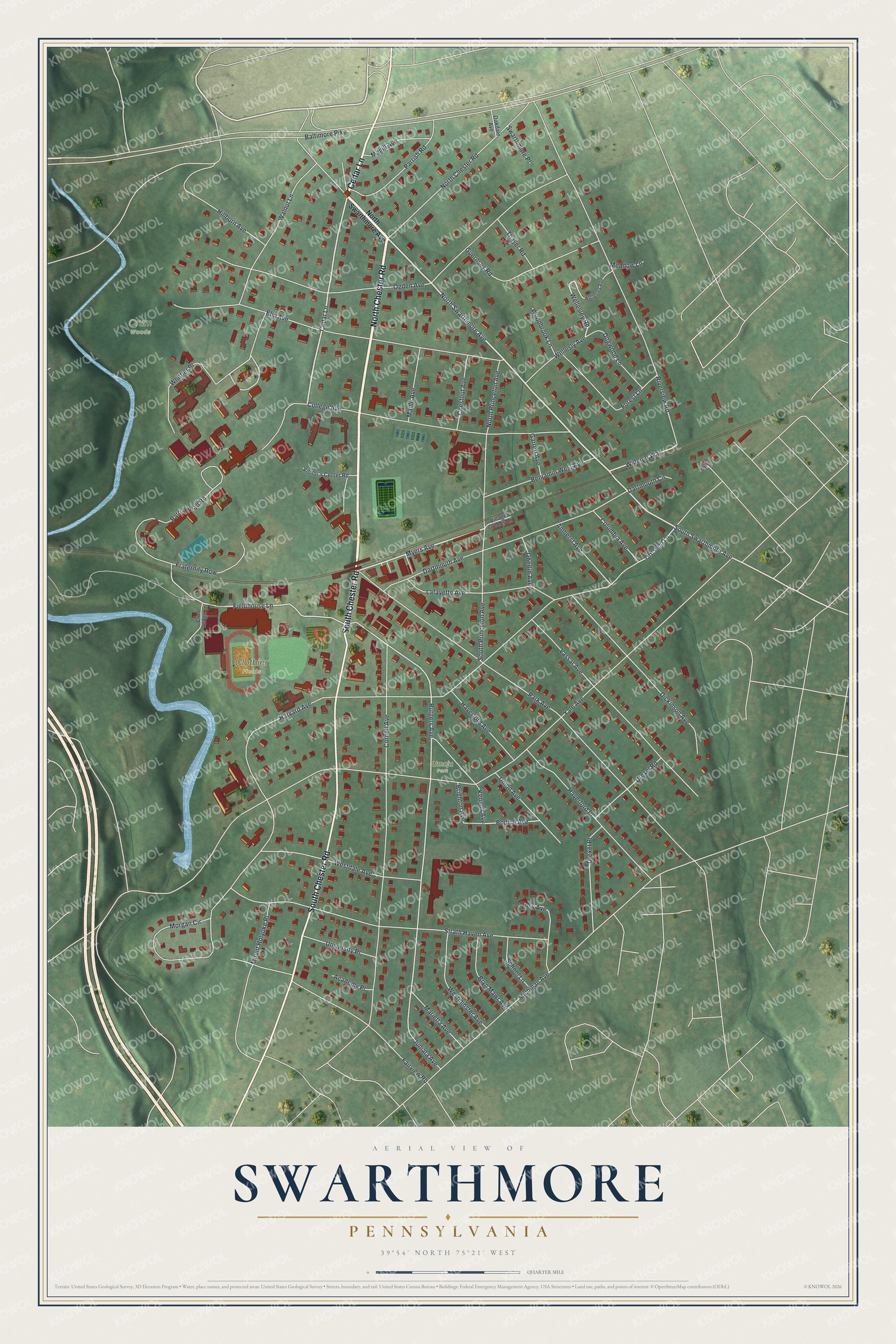 Watermarked full-map preview of Swarthmore, Pennsylvania