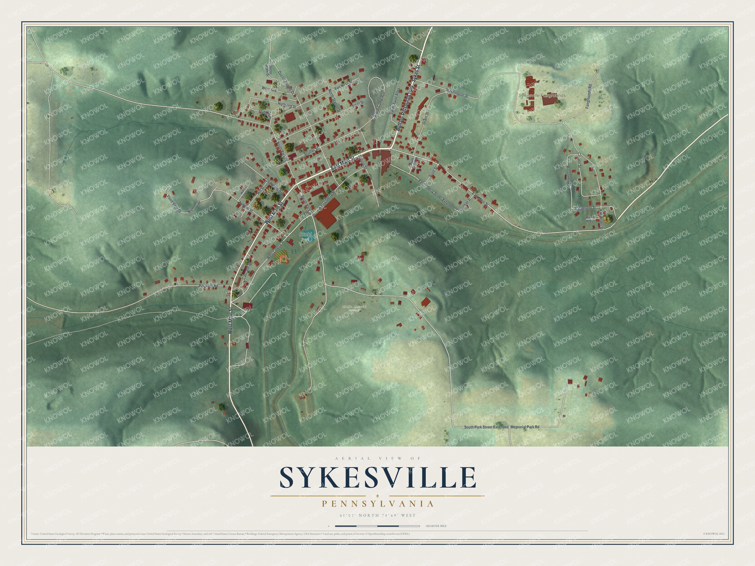 Watermarked full-map preview of Sykesville, Pennsylvania