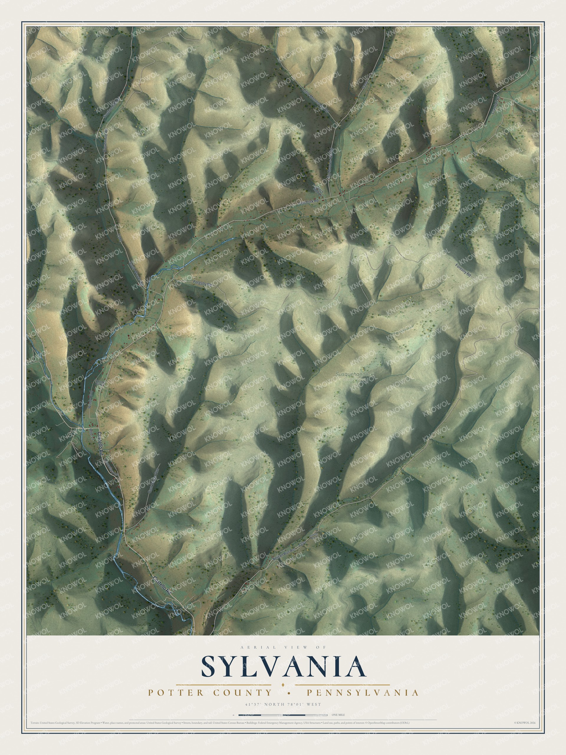 Watermarked full-map preview of Sylvania, Pennsylvania