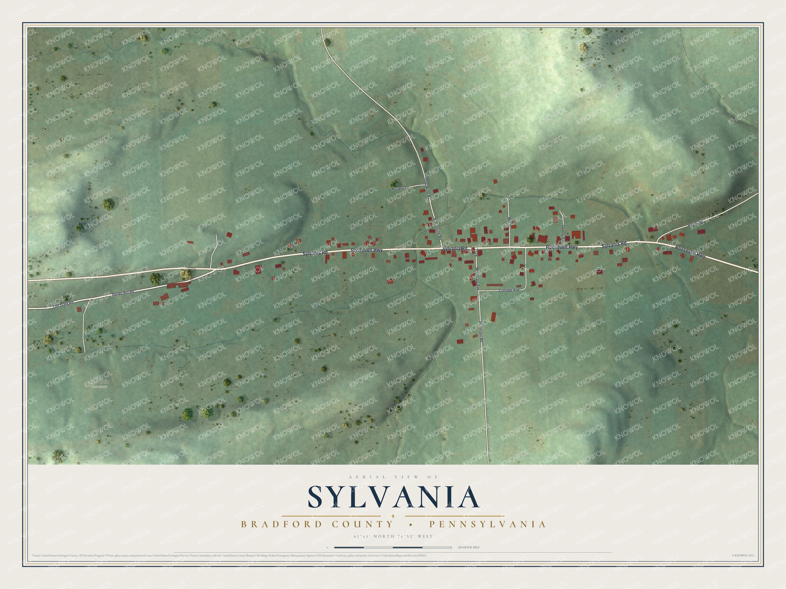 Watermarked full-map preview of Sylvania, Pennsylvania