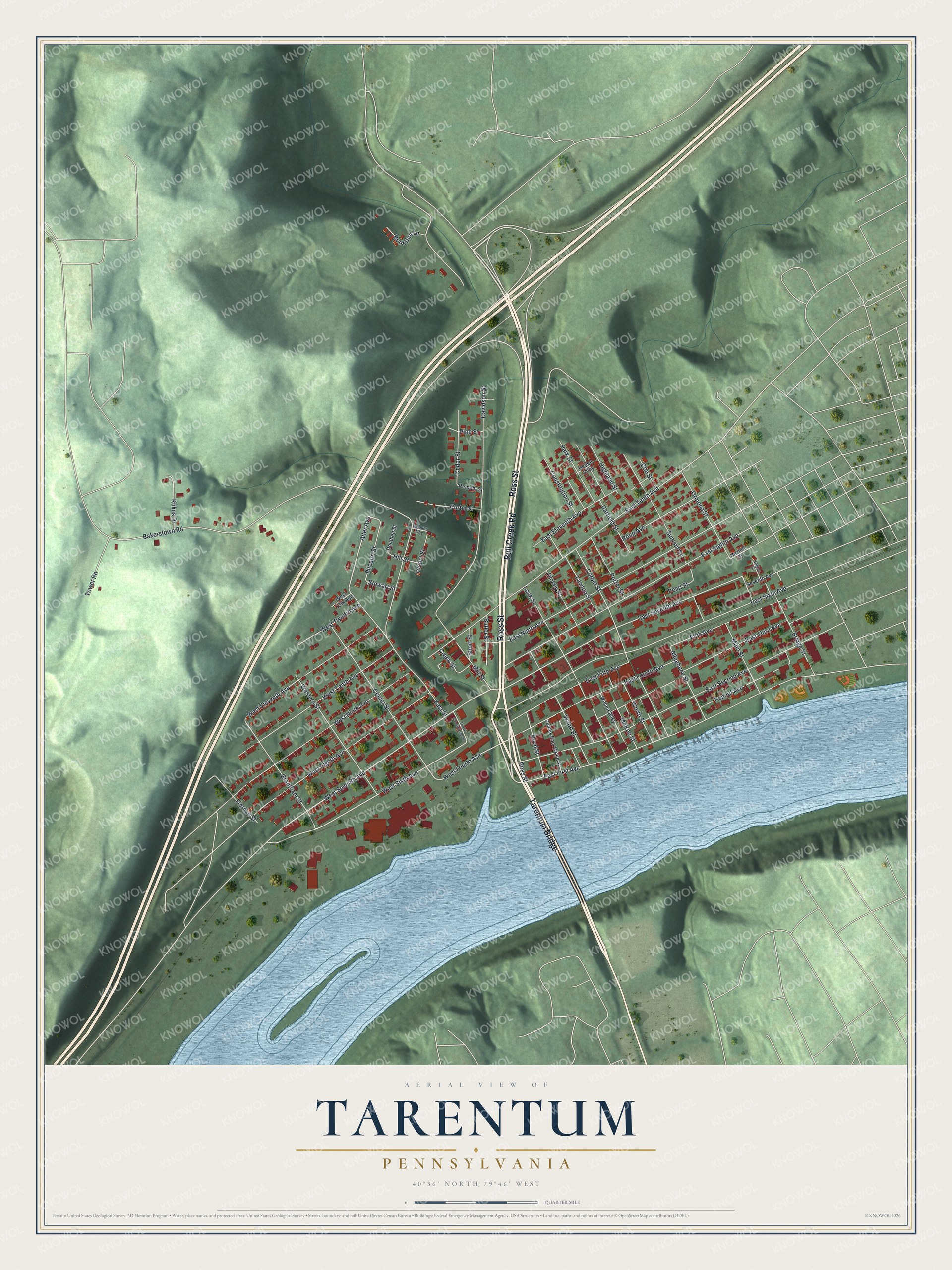 Watermarked full-map preview of Tarentum, Pennsylvania