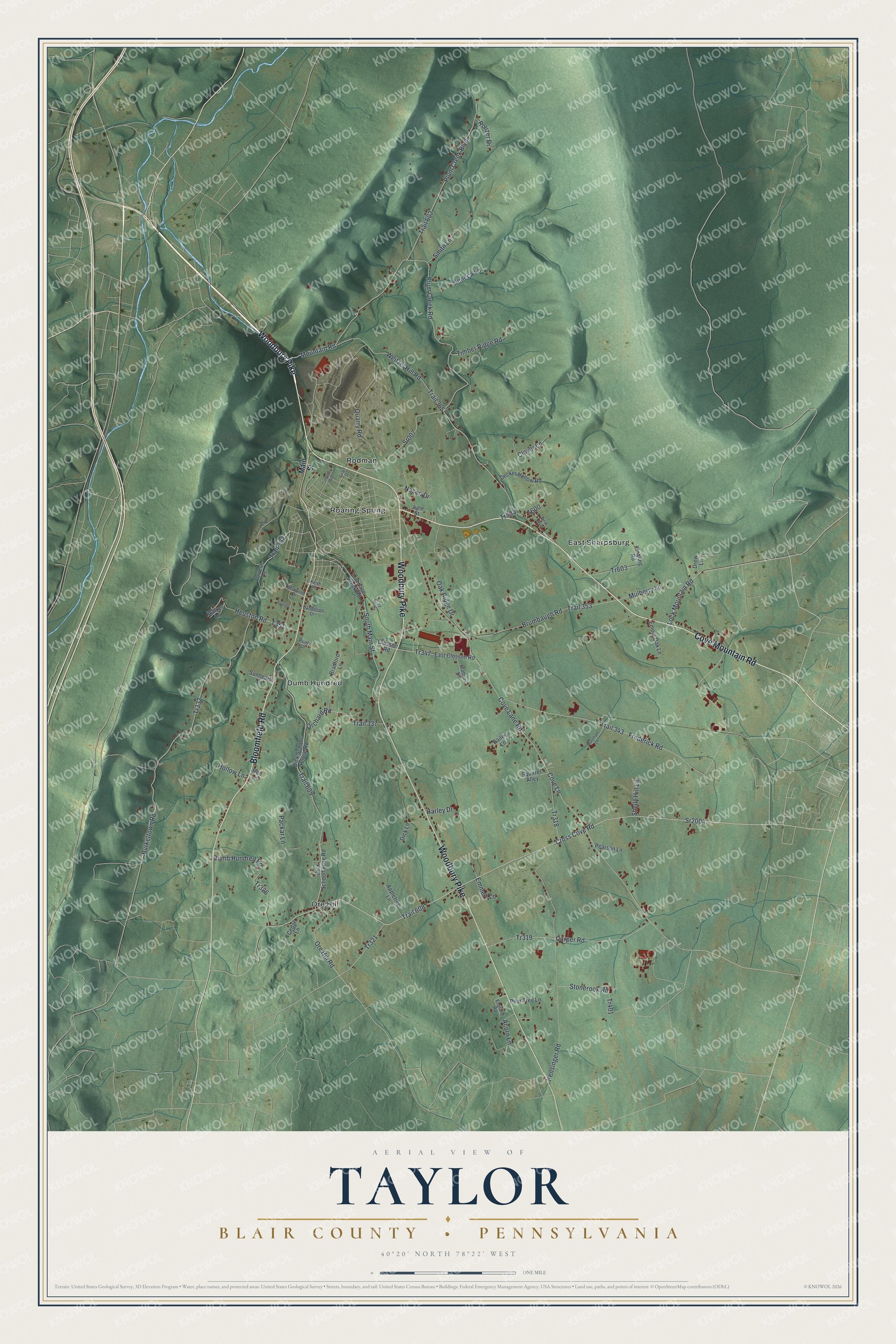 Watermarked full-map preview of Taylor, Pennsylvania