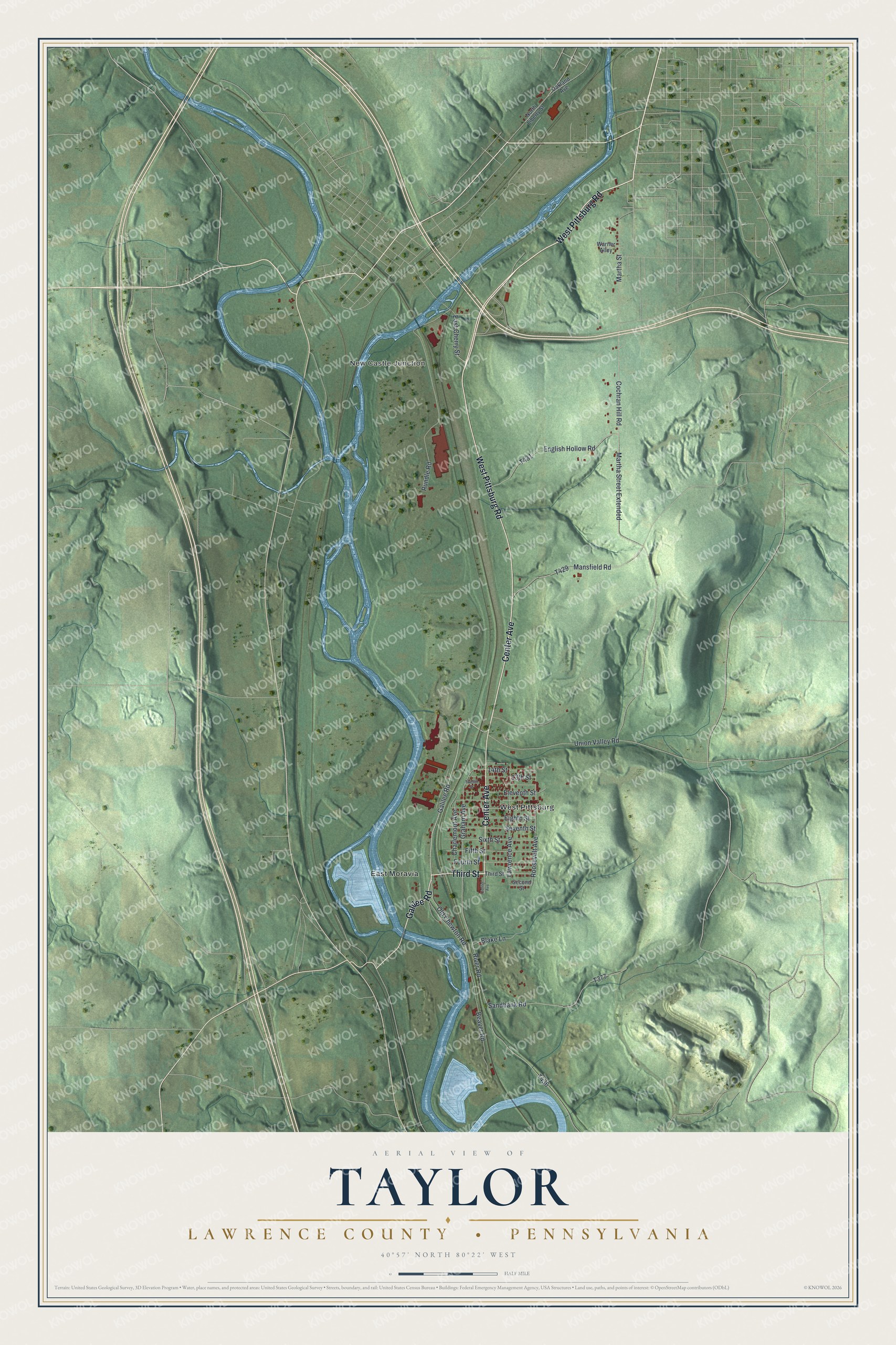 Watermarked full-map preview of Taylor, Pennsylvania