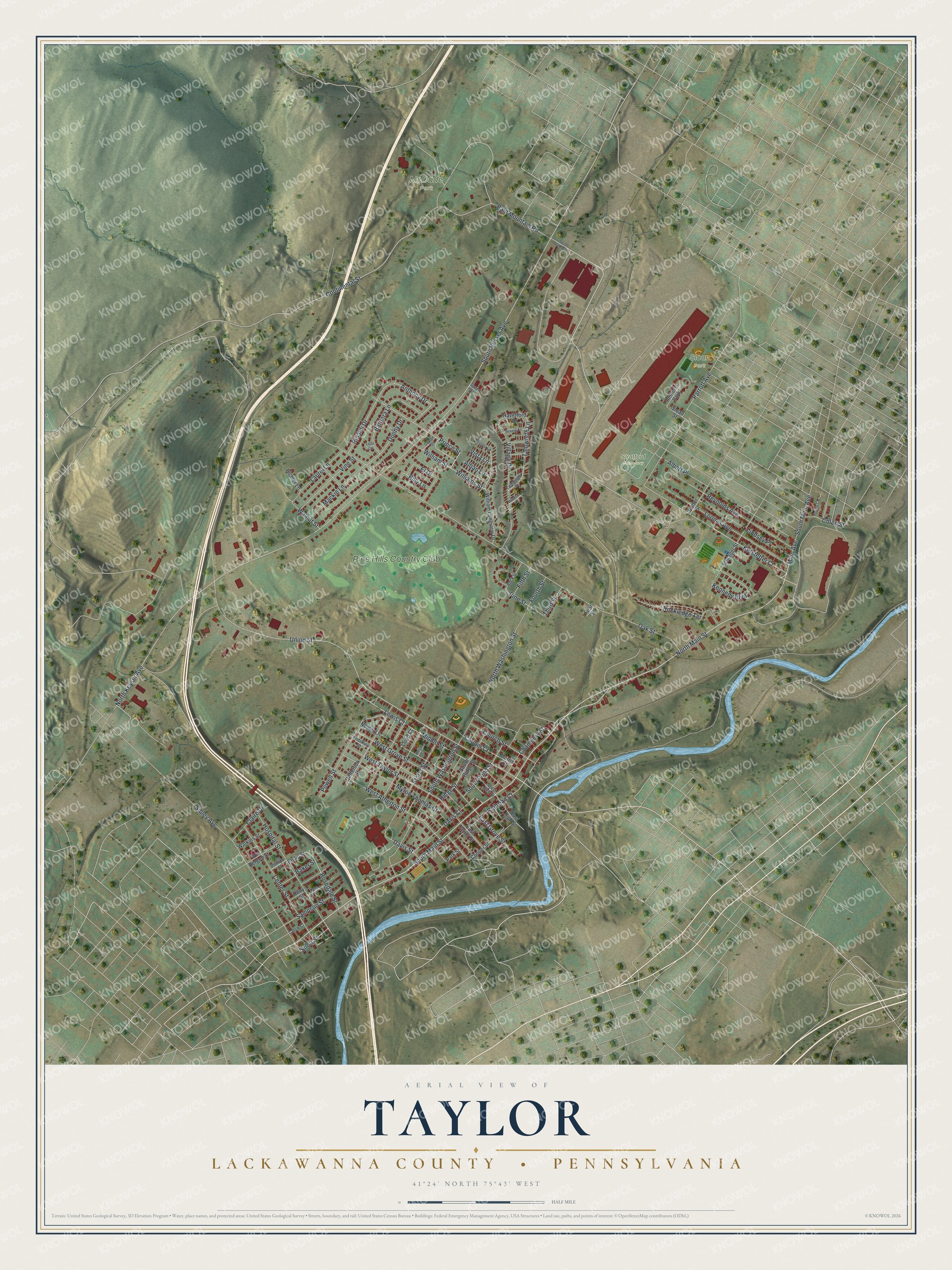 Watermarked full-map preview of Taylor, Pennsylvania