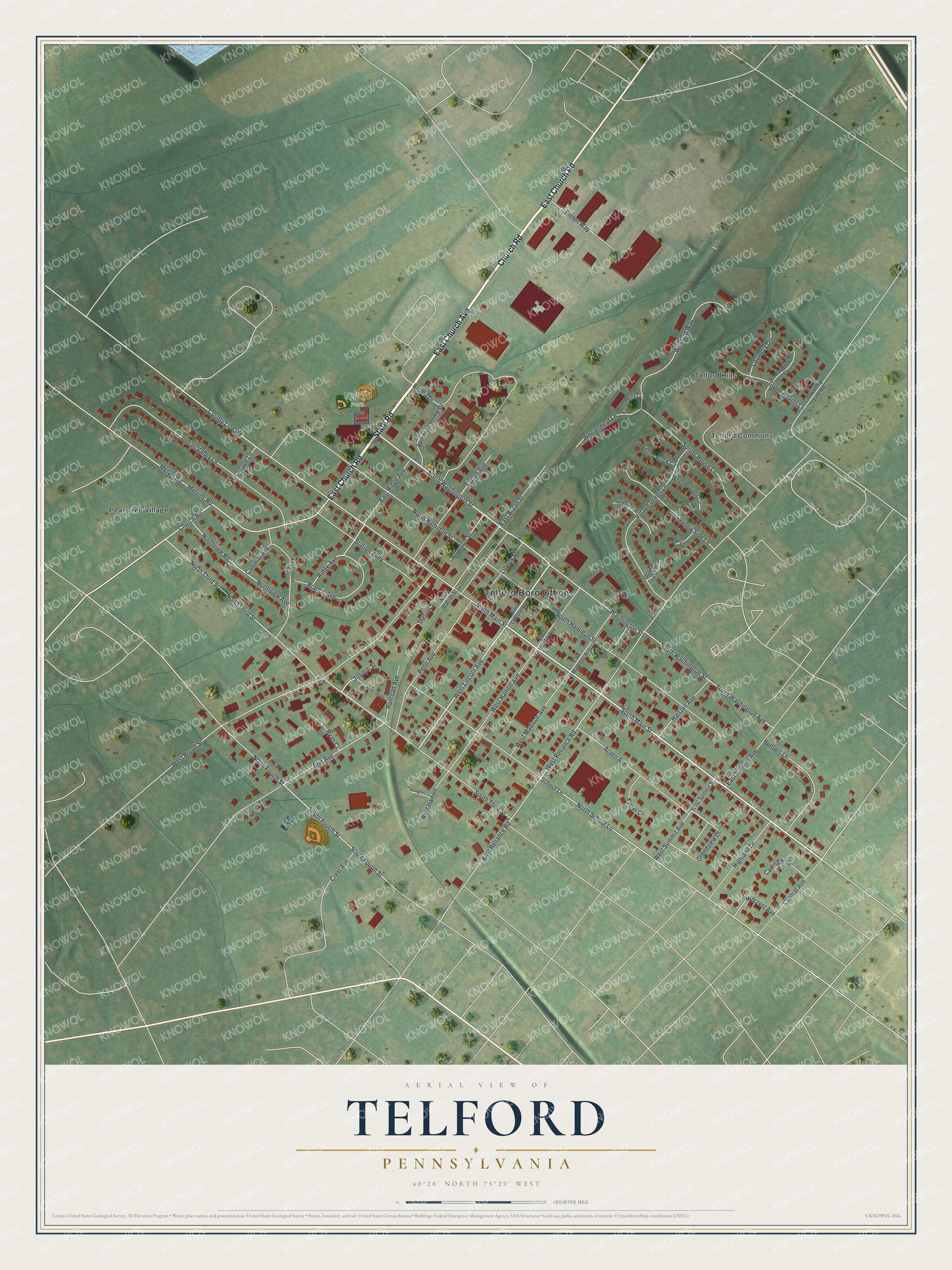 Watermarked full-map preview of Telford, Pennsylvania