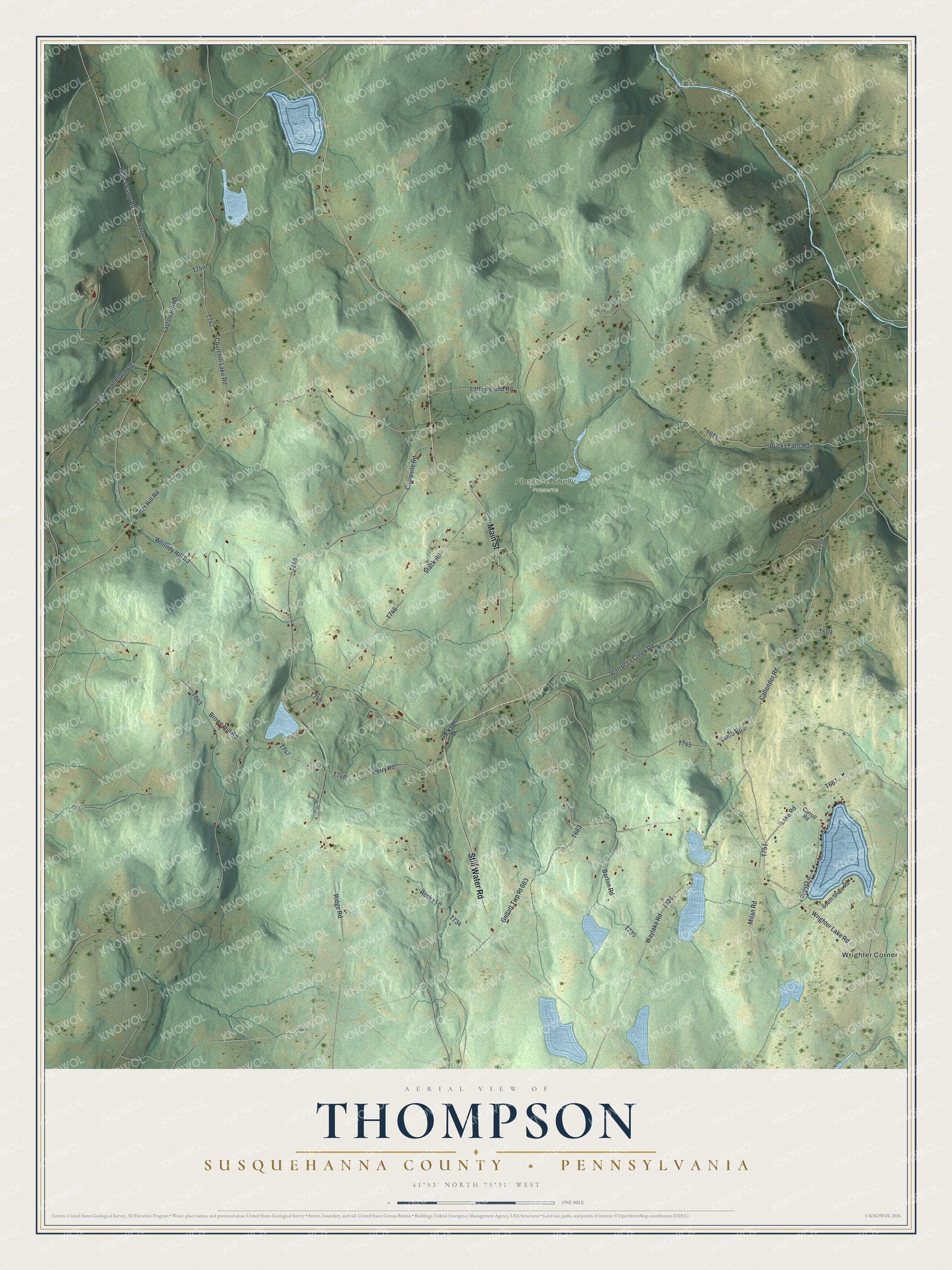 Watermarked full-map preview of Thompson, Pennsylvania