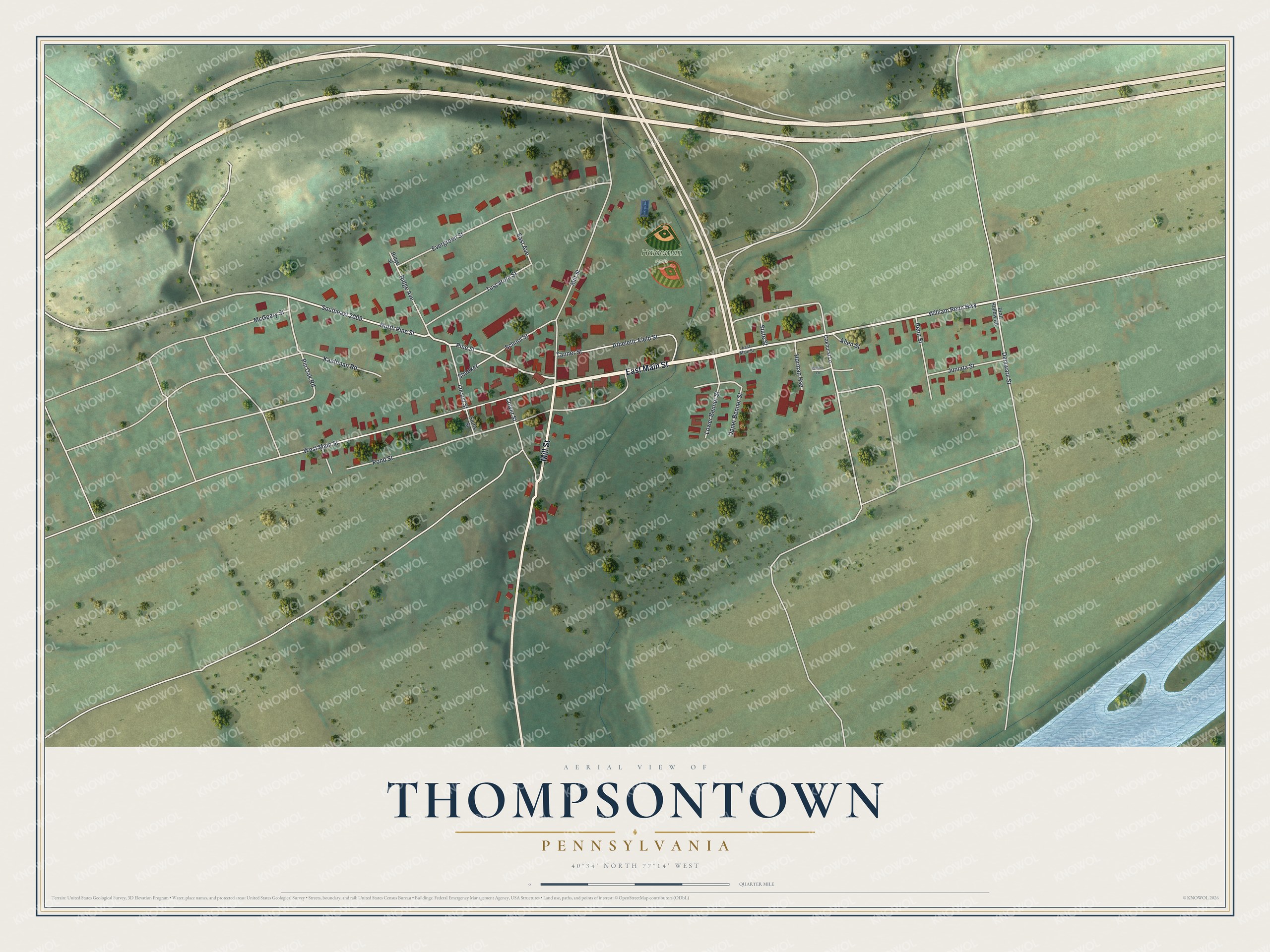 Watermarked full-map preview of Thompsontown, Pennsylvania