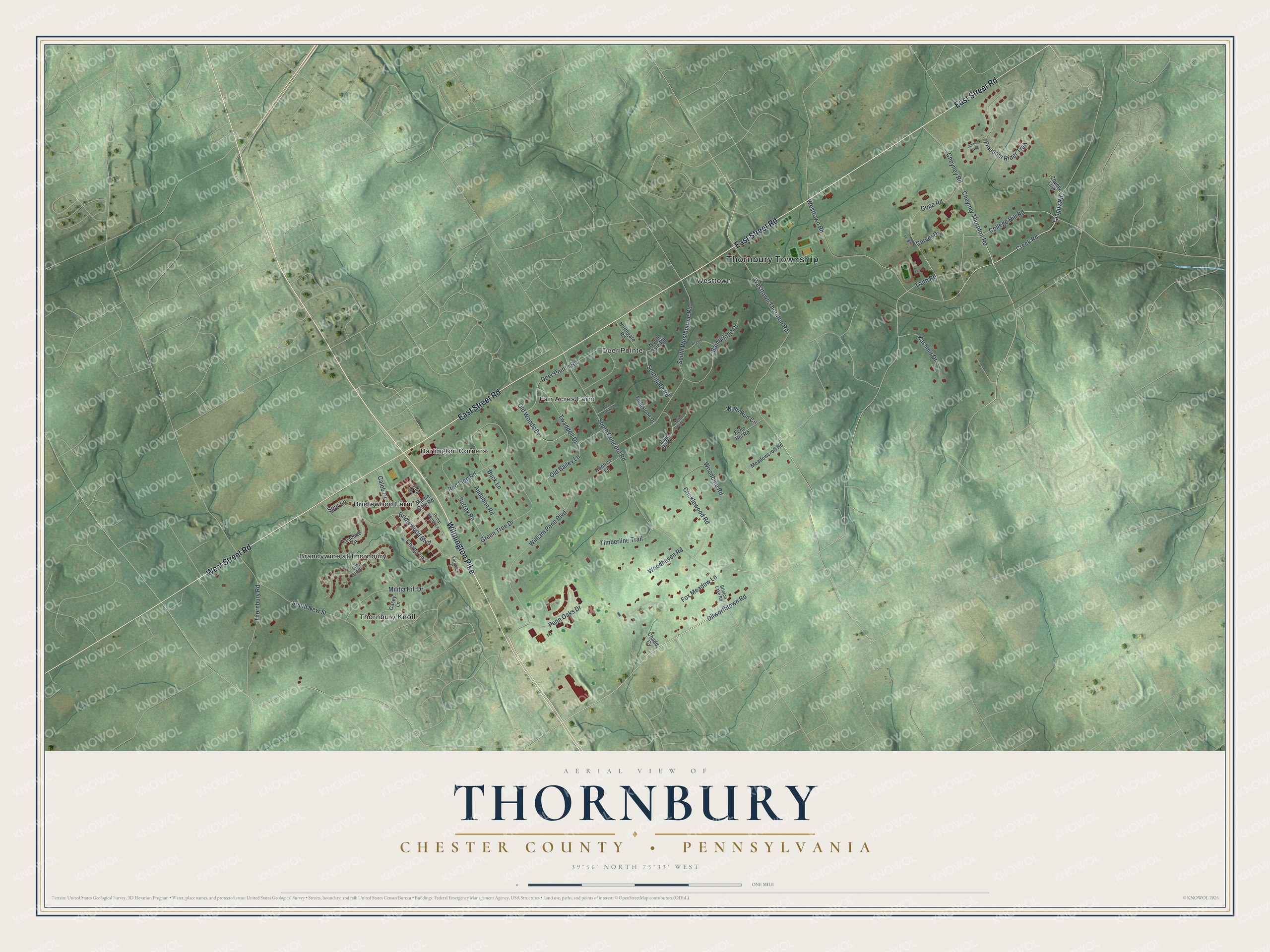 Watermarked full-map preview of Thornbury, Pennsylvania