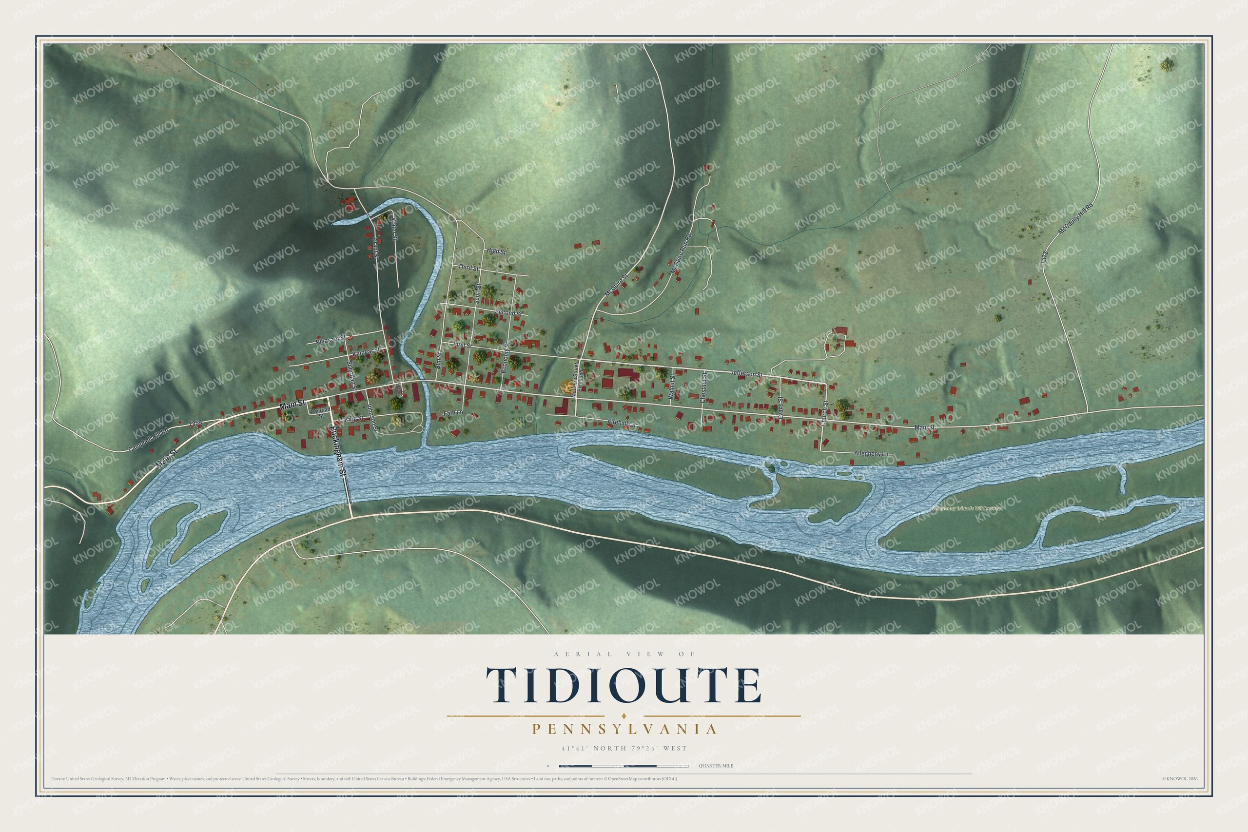 Watermarked full-map preview of Tidioute, Pennsylvania