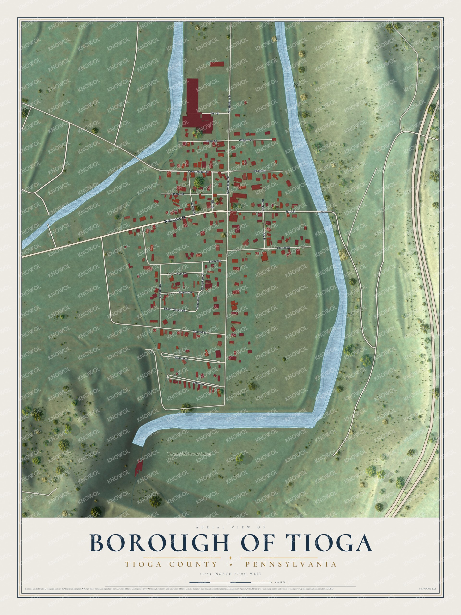 Watermarked full-map preview of Borough of Tioga, Pennsylvania