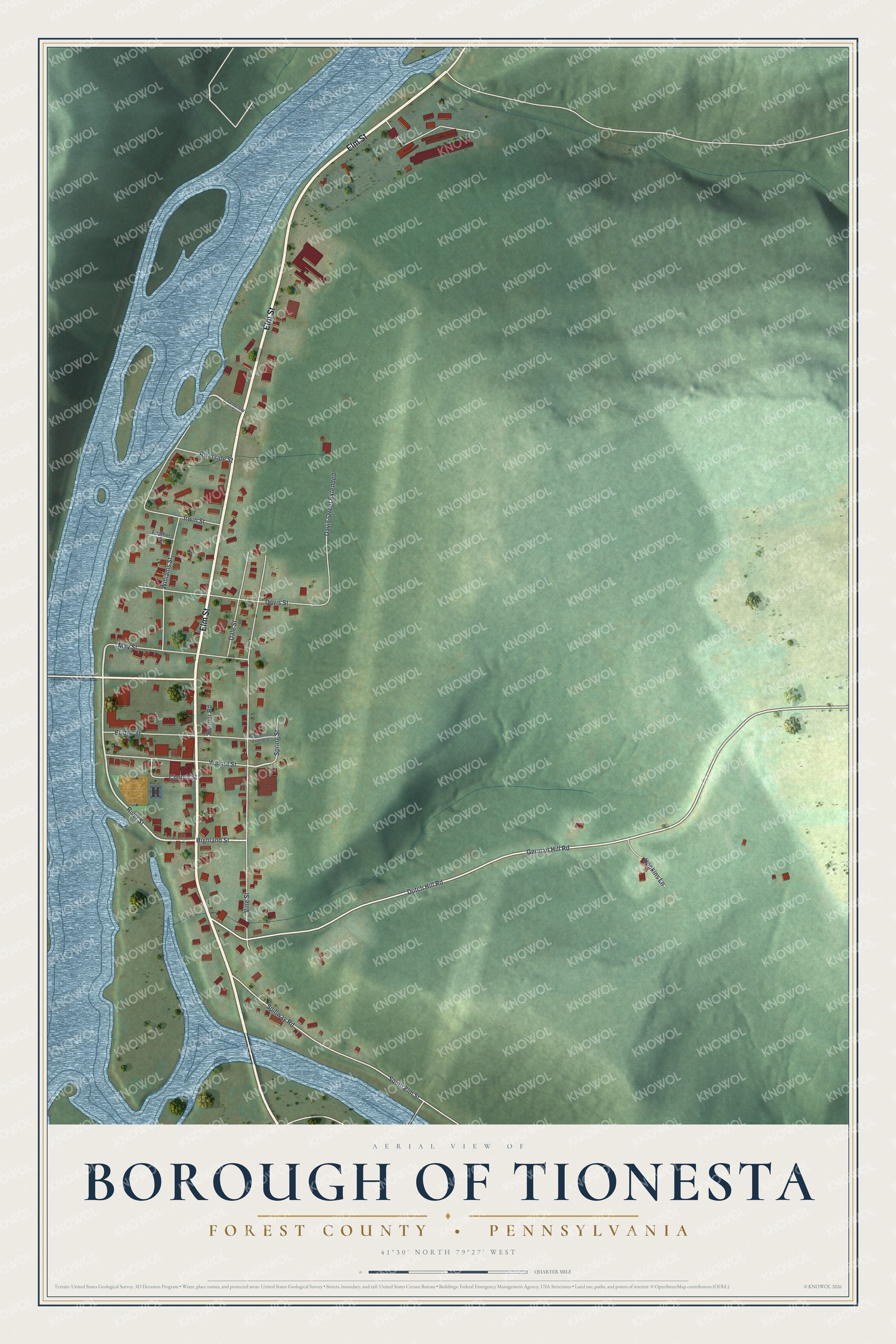 Watermarked full-map preview of Borough of Tionesta, Pennsylvania