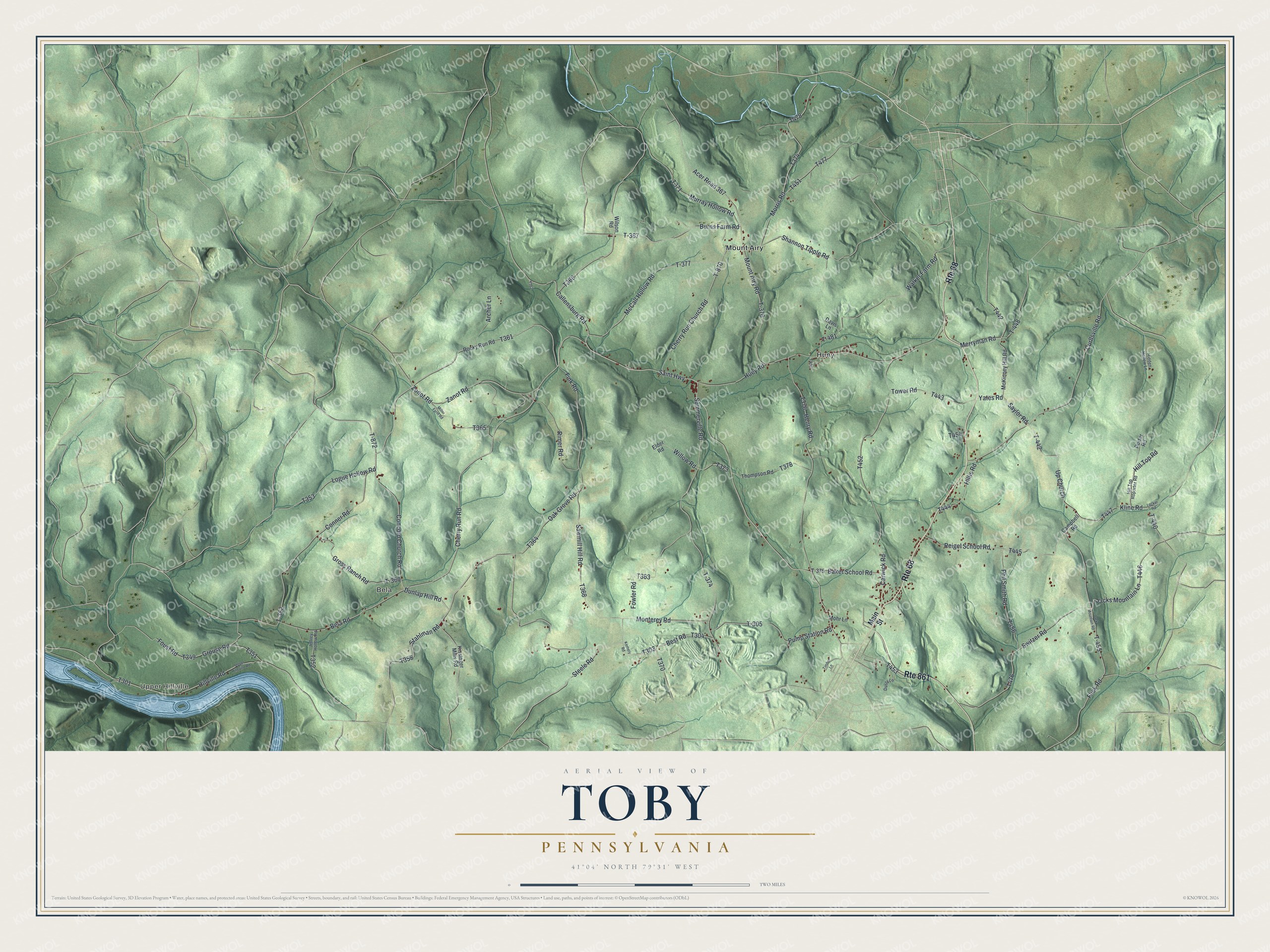 Watermarked full-map preview of Toby, Pennsylvania