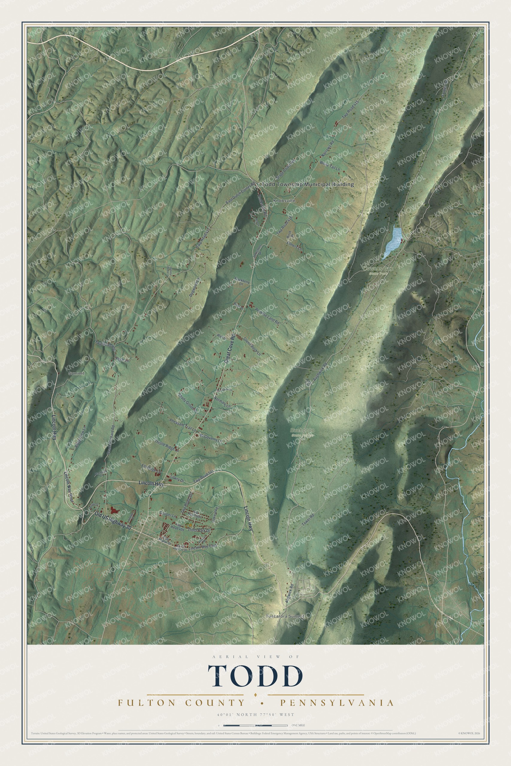 Watermarked full-map preview of Todd, Pennsylvania