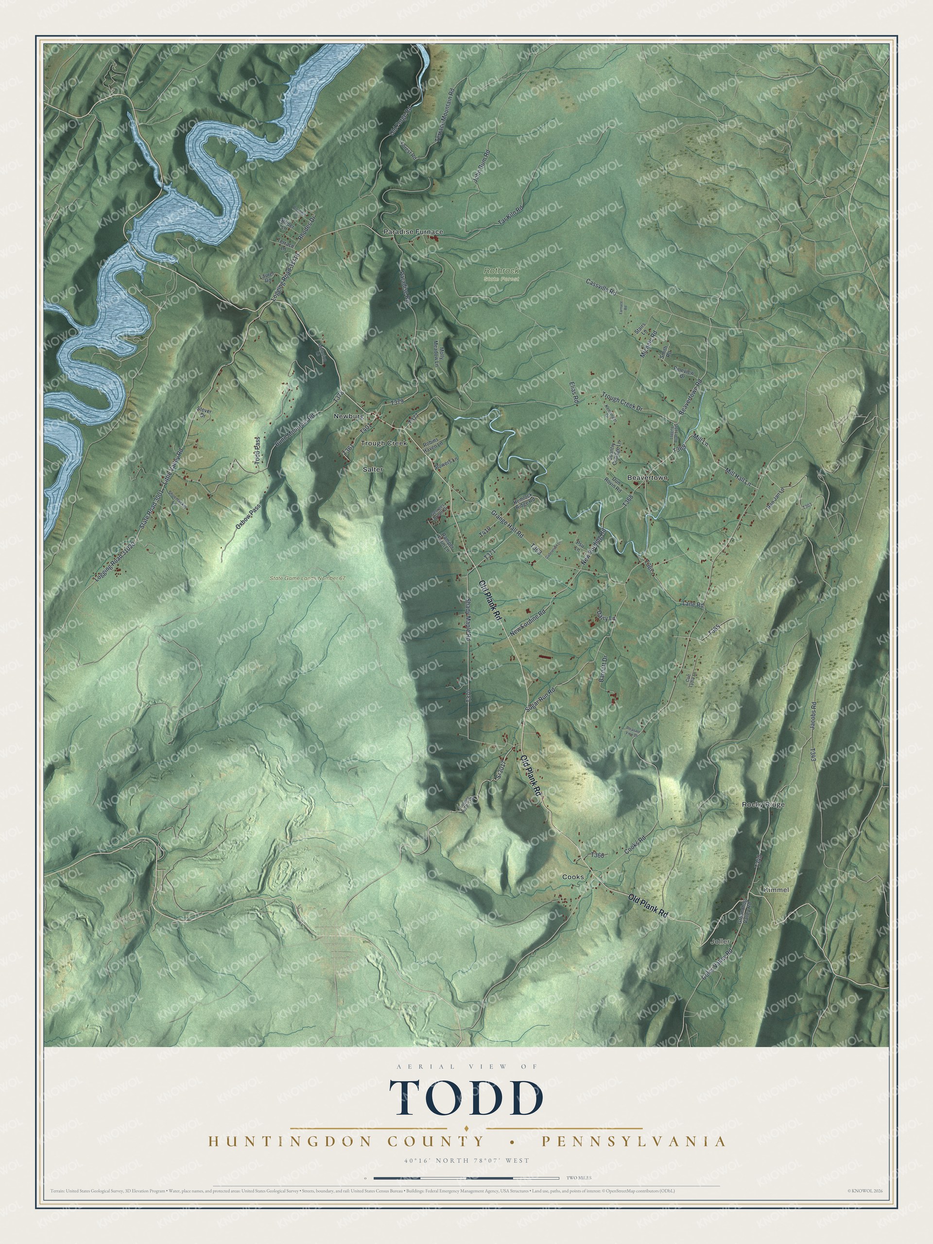Watermarked full-map preview of Todd, Pennsylvania