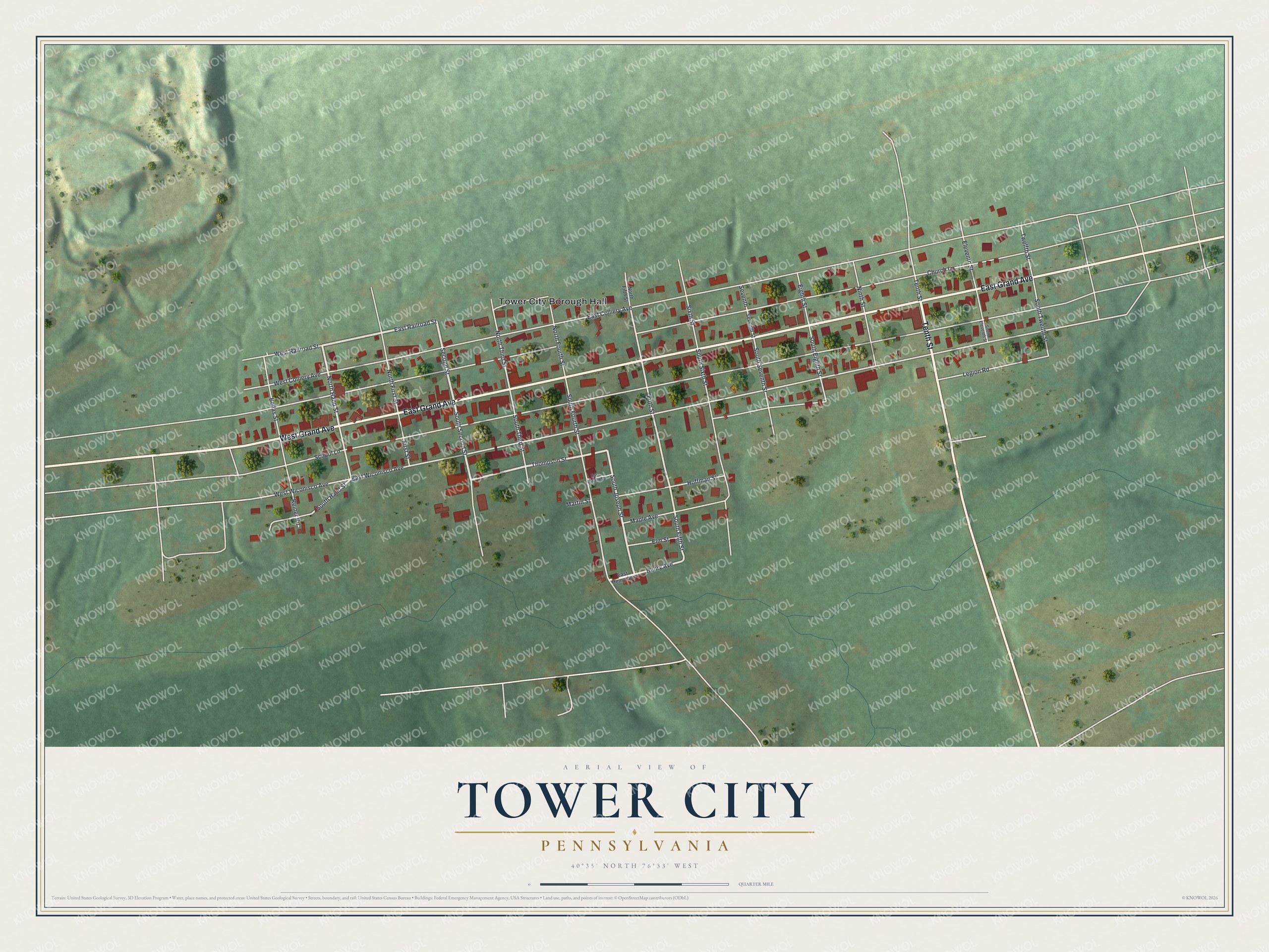 Watermarked full-map preview of Tower City, Pennsylvania