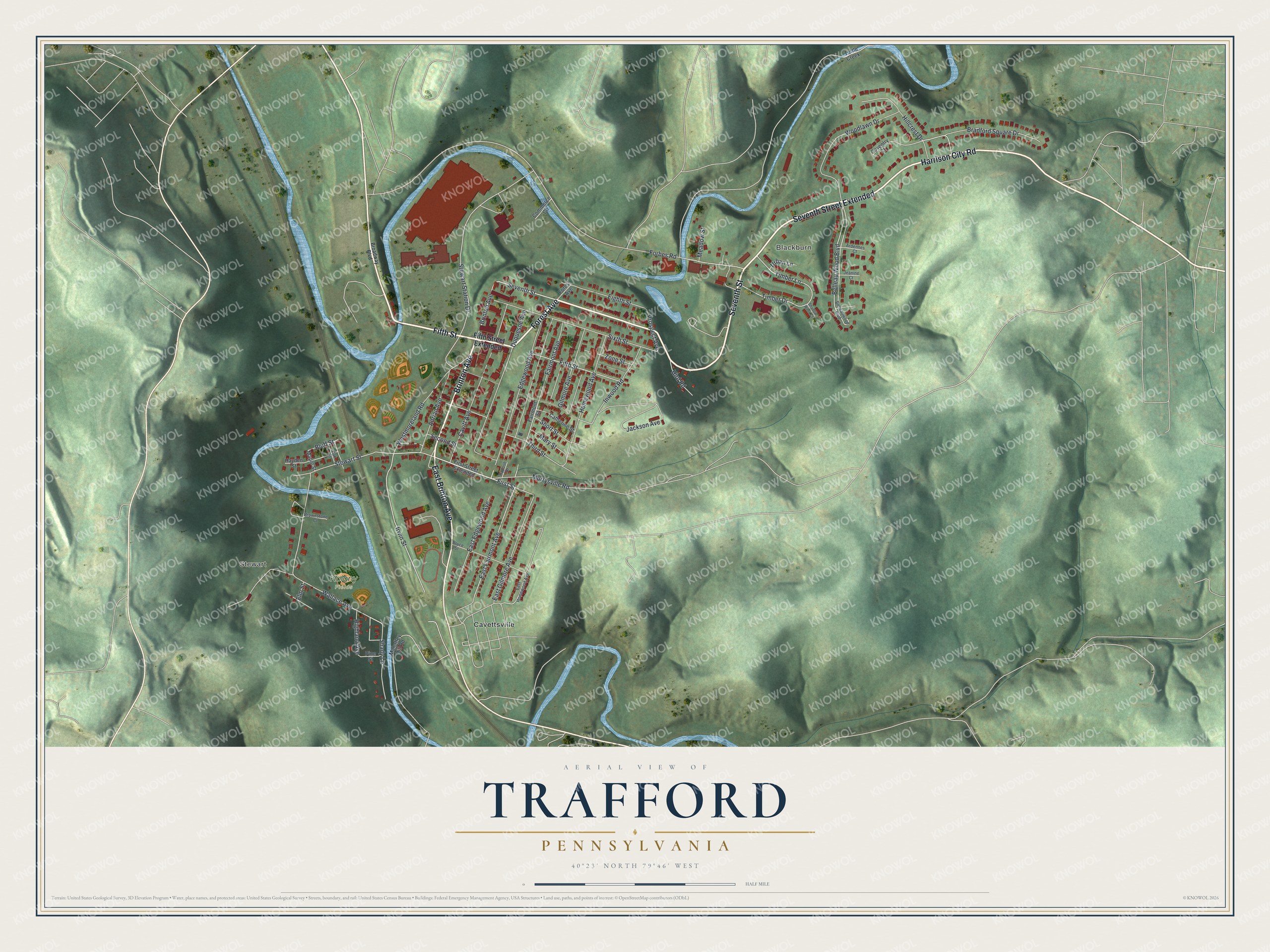 Watermarked full-map preview of Trafford, Pennsylvania