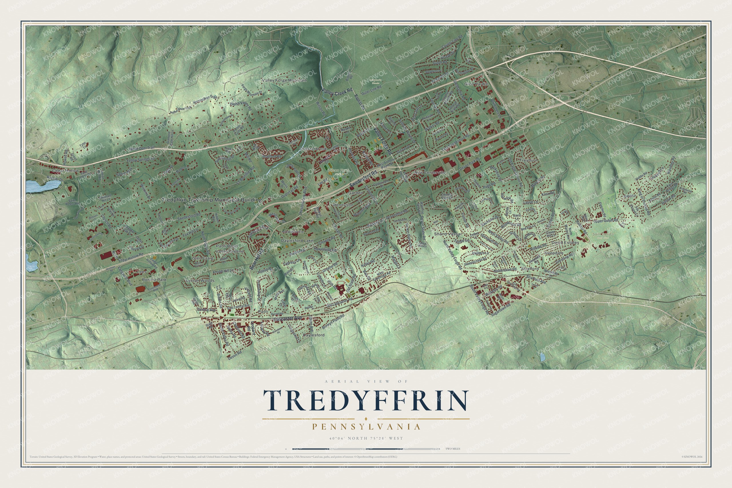 Watermarked full-map preview of Tredyffrin, Pennsylvania