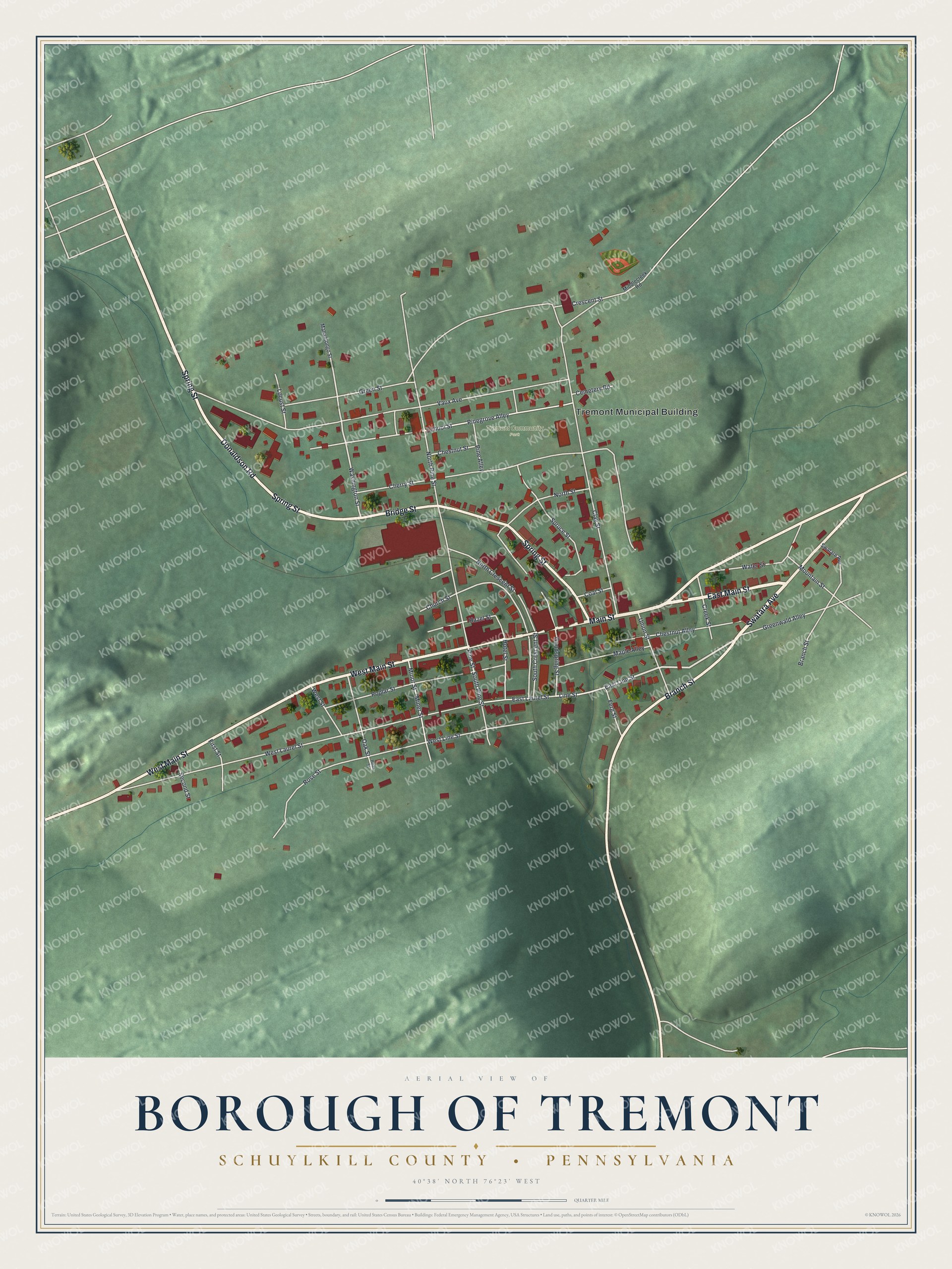 Watermarked full-map preview of Borough of Tremont, Pennsylvania
