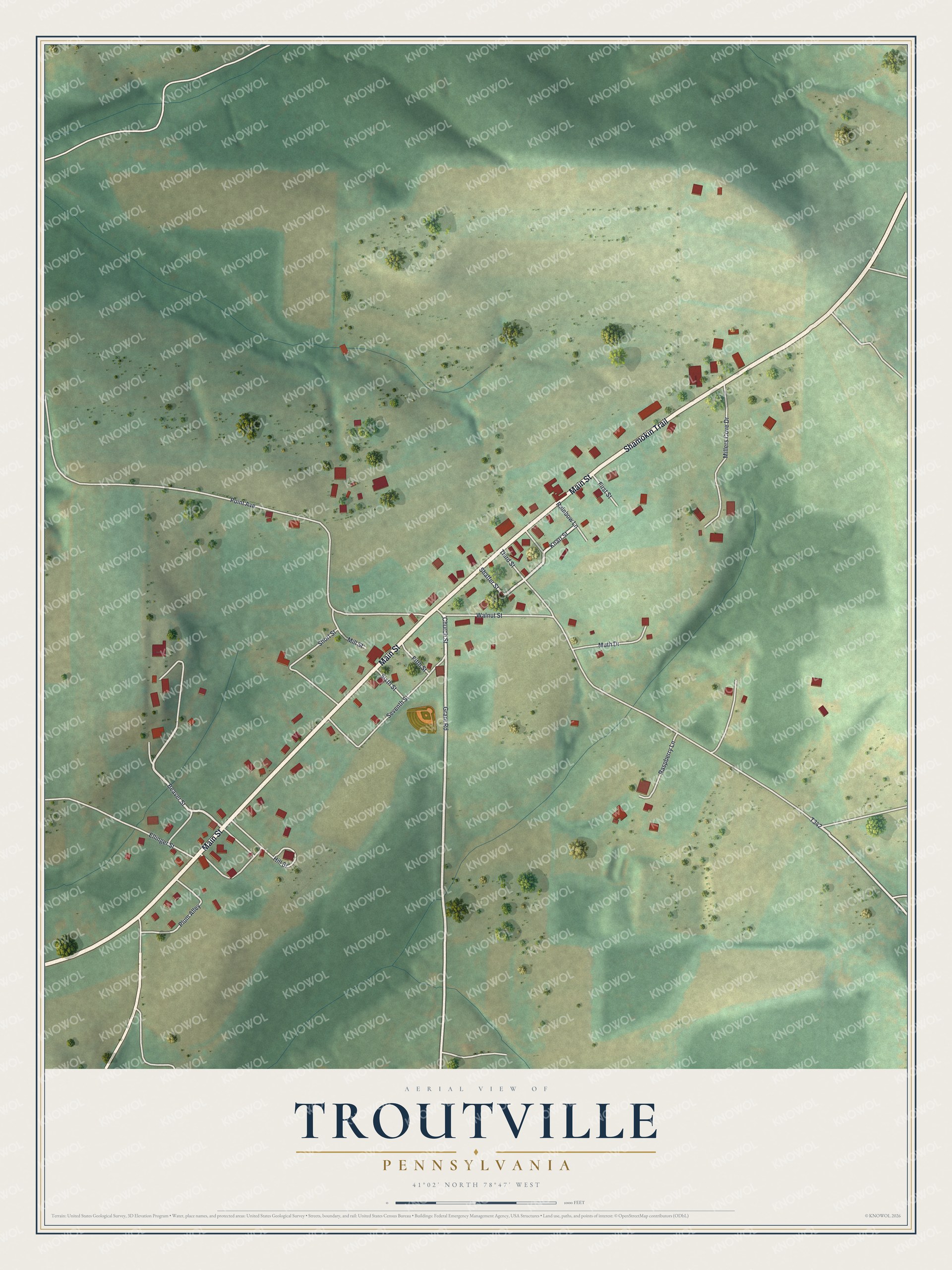 Watermarked full-map preview of Troutville, Pennsylvania