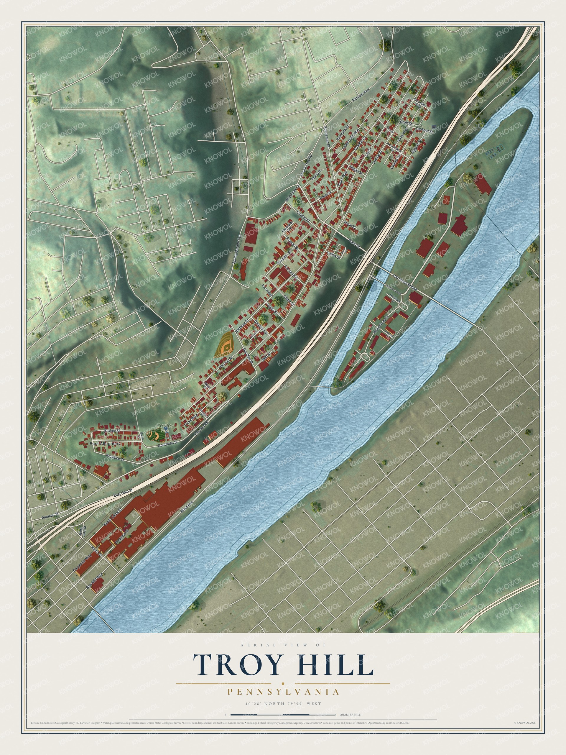 Watermarked full-map preview of Troy Hill, Pennsylvania